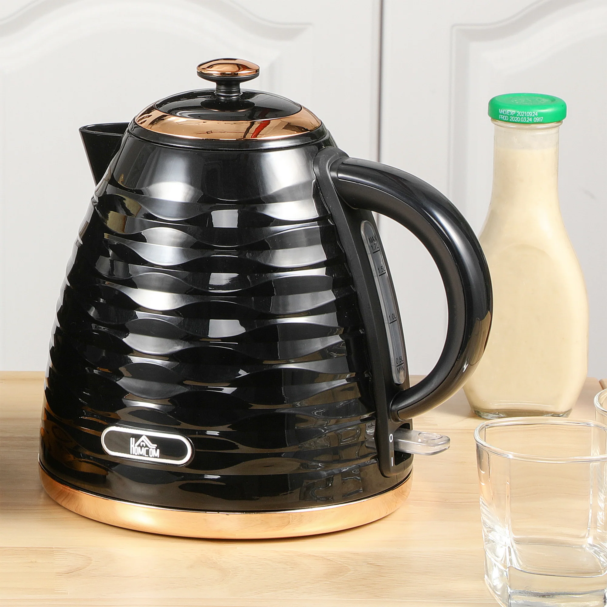HOMCOM Electric Kettle, Fast Boil, 1.7L, 3kW, Swivel, Ripple - Image 2