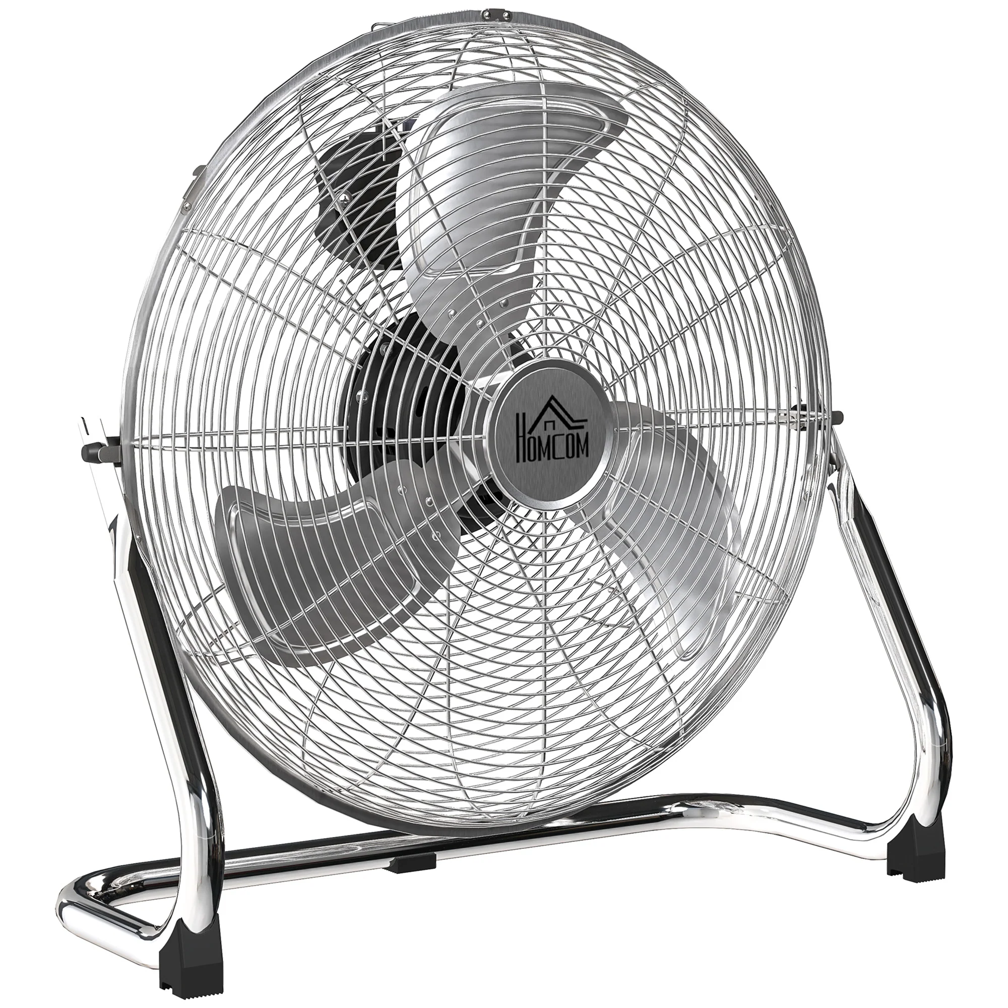 HOMCOM Electric Portable Table Fan with Powerful Airflow, Silver