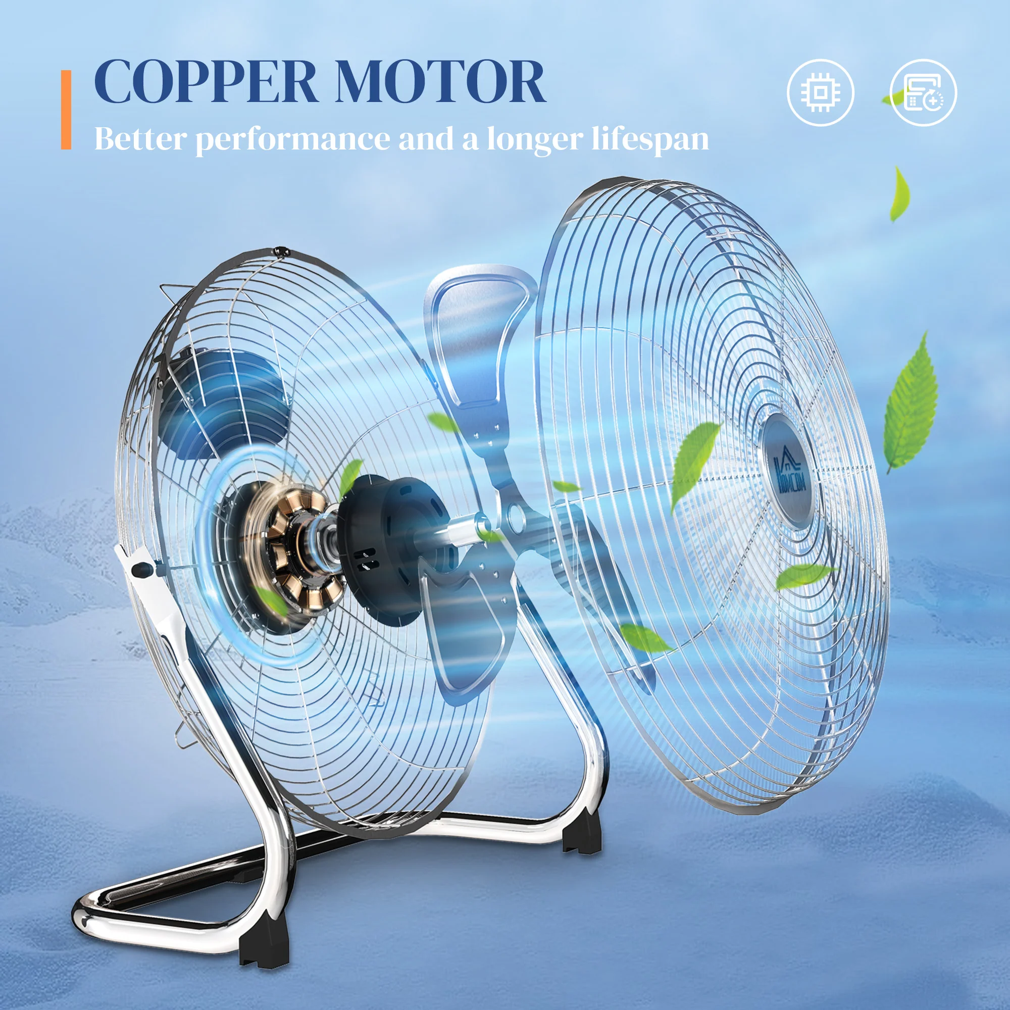 HOMCOM Electric Portable Table Fan with Powerful Airflow, Silver - Image 6