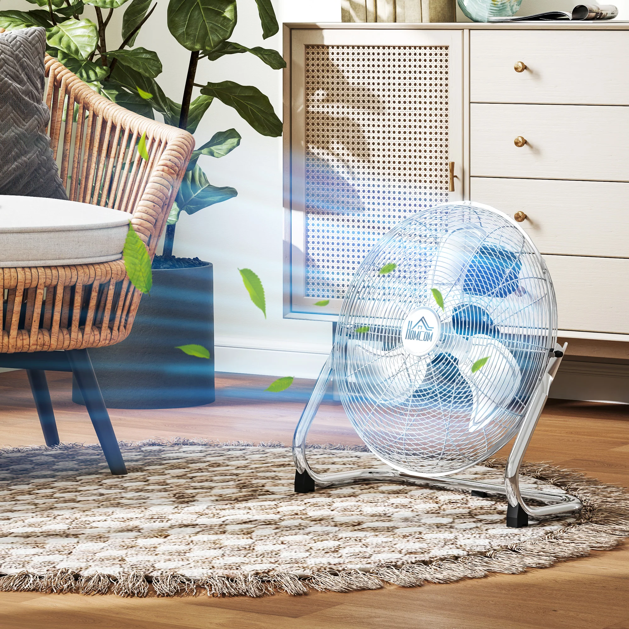 HOMCOM Electric Portable Table Fan with Powerful Airflow, Silver - Image 8