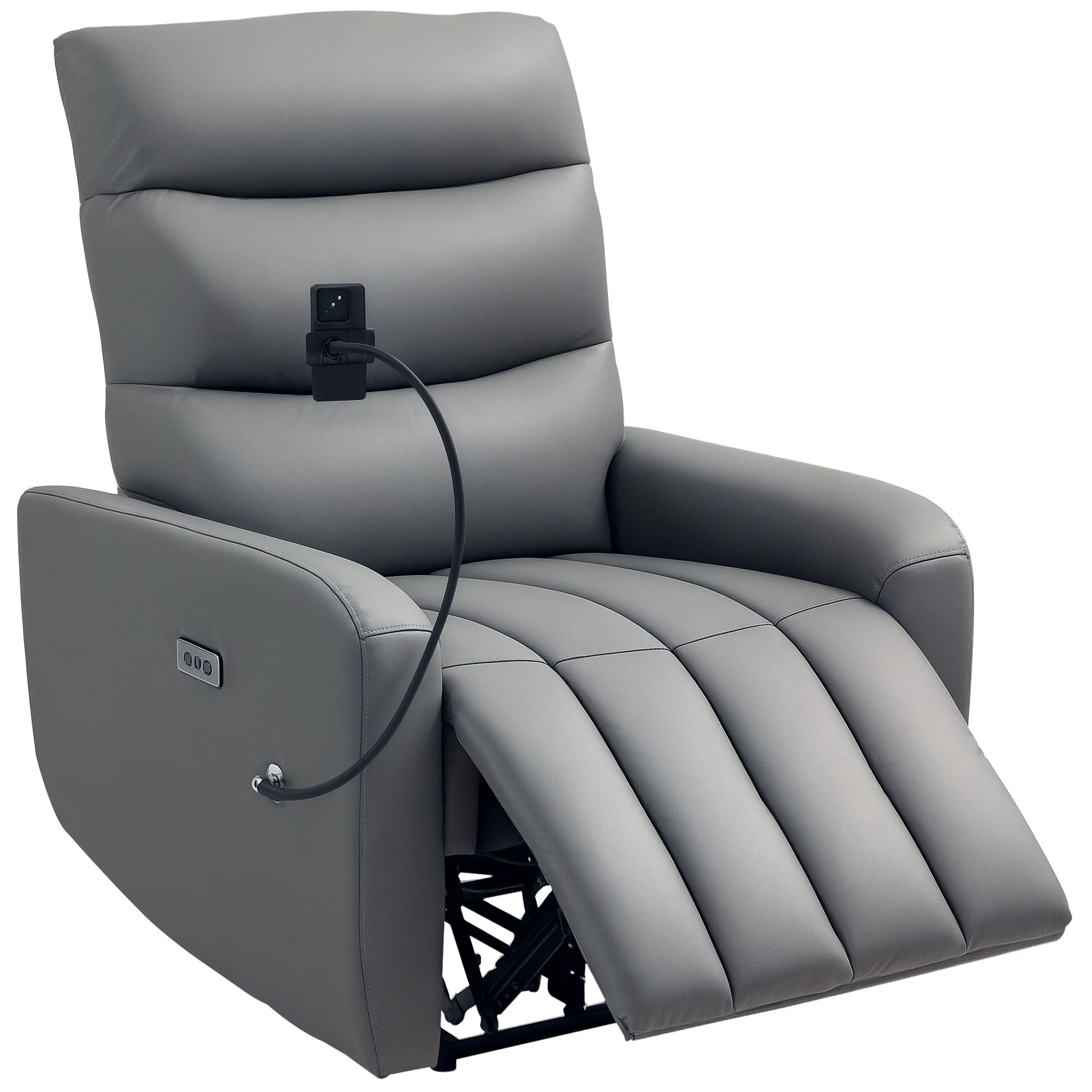 HOMCOM Electric Recliner Chair with Phone Holder, USB Charge Port, Grey