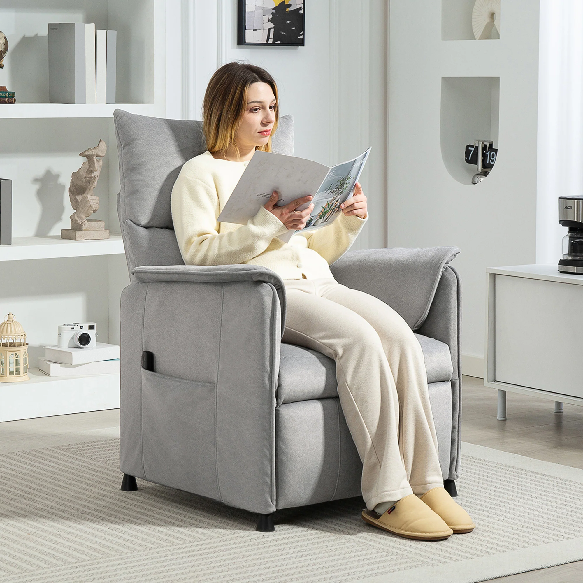 HOMCOM Electric Reclining Chair W/ Remote, Power Recliner For Elderly, Grey - Image 2