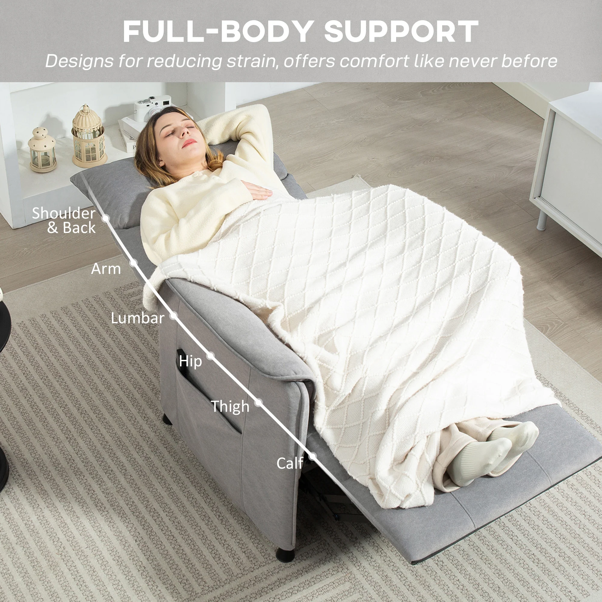 HOMCOM Electric Reclining Chair W/ Remote, Power Recliner For Elderly, Grey - Image 8
