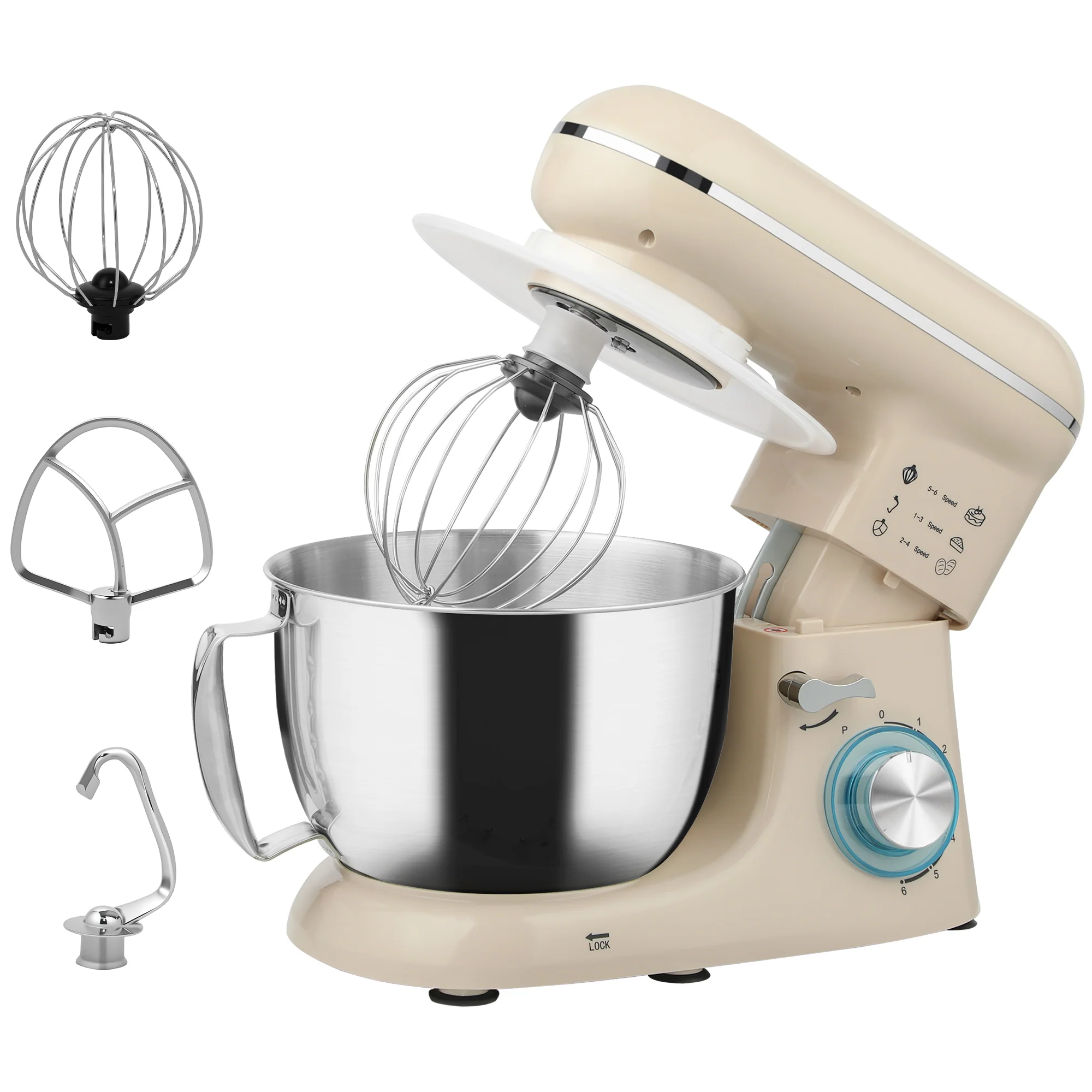 HOMCOM Electric Stand Mixer, 4.5L Food Mixer With Dough Hook, Whisk