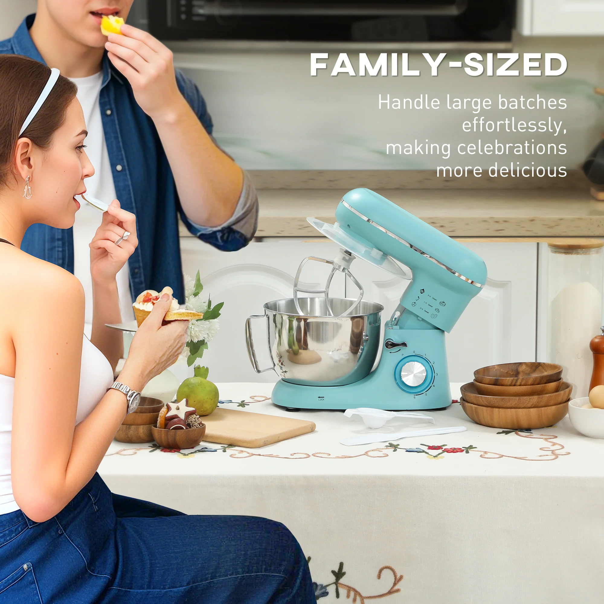 HOMCOM Electric Stand Mixer, 4.5L Food Mixer With Dough Hook, Whisk - Image 16