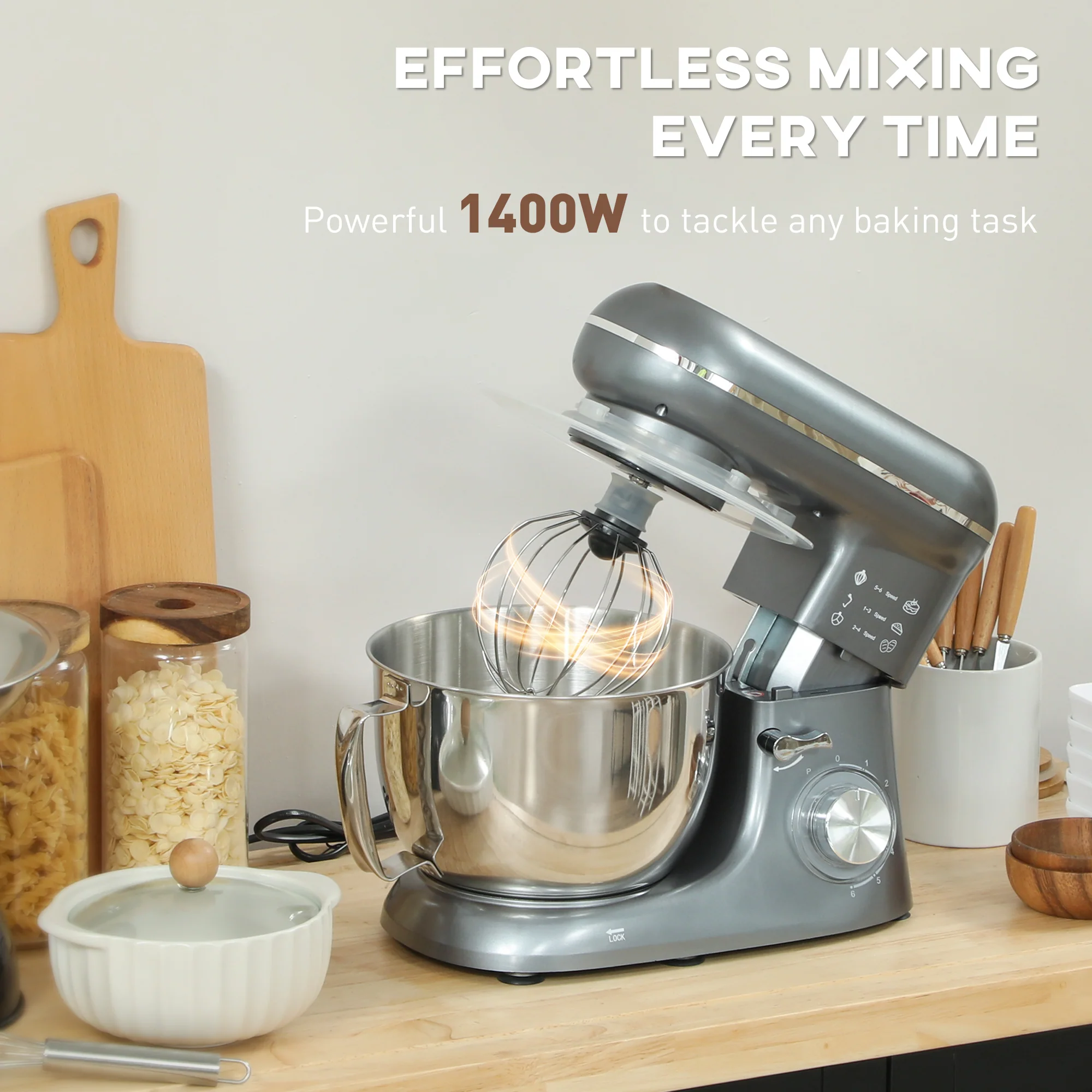 HOMCOM Electric Stand Mixer, 4.5L Food Mixer With Dough Hook, Whisk - Image 20