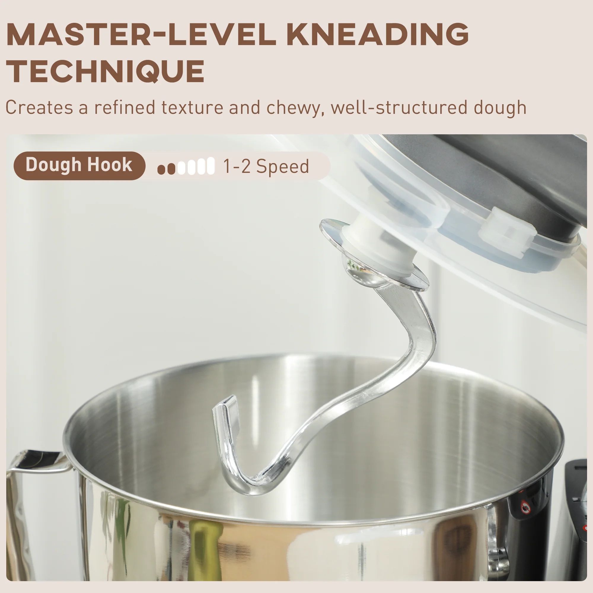 HOMCOM Electric Stand Mixer, 4.5L Food Mixer With Dough Hook, Whisk - Image 21