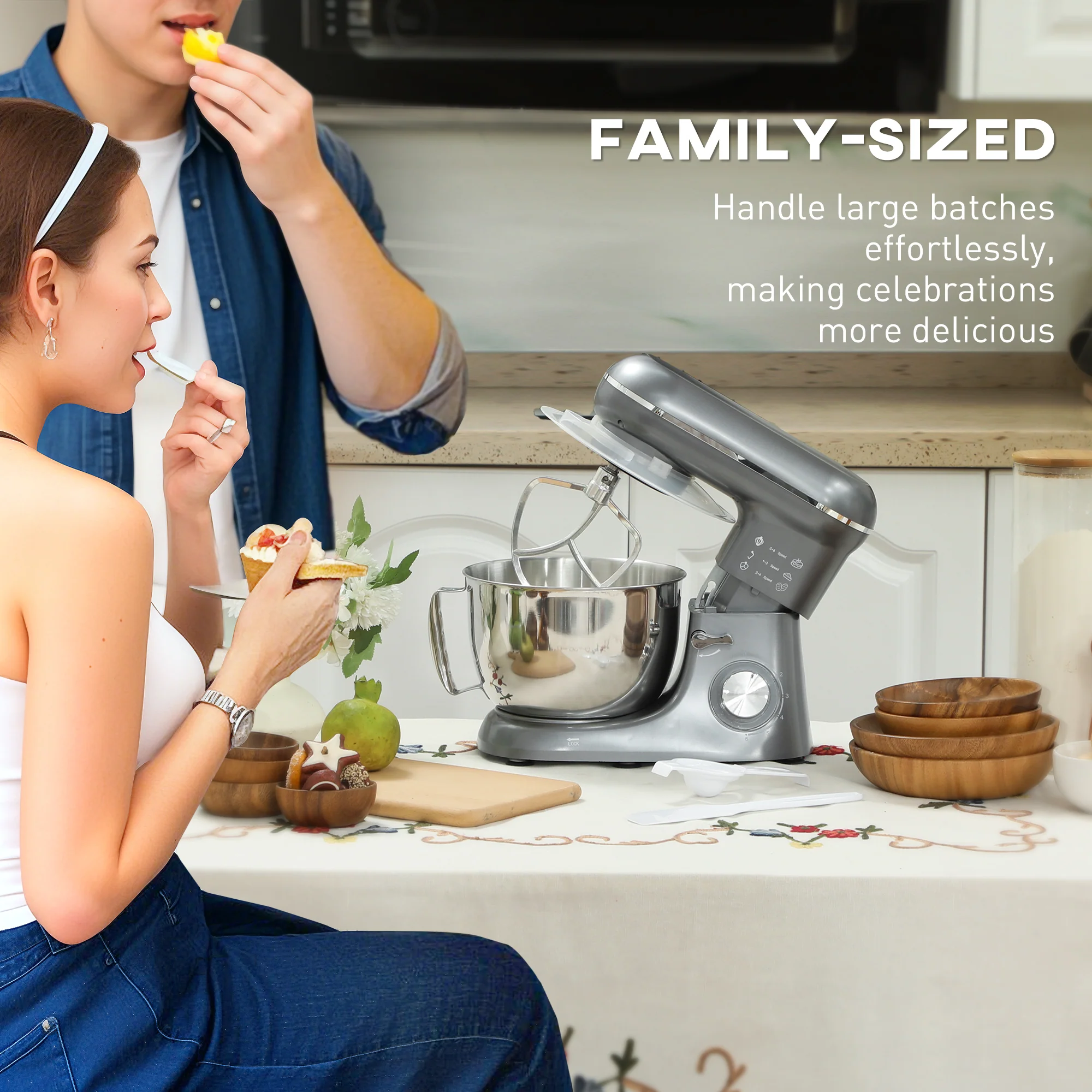 HOMCOM Electric Stand Mixer, 4.5L Food Mixer With Dough Hook, Whisk - Image 25