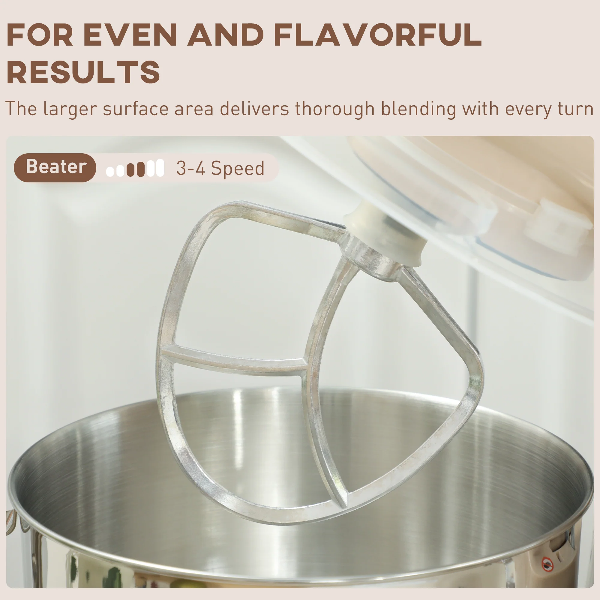 HOMCOM Electric Stand Mixer, 4.5L Food Mixer With Dough Hook, Whisk - Image 6