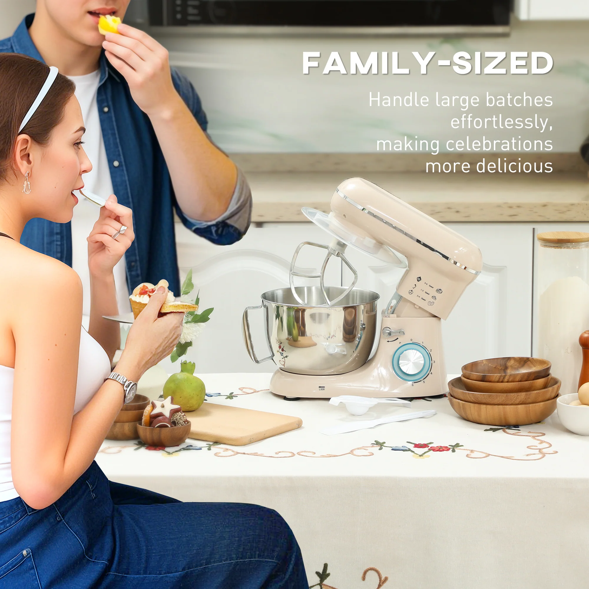 HOMCOM Electric Stand Mixer, 4.5L Food Mixer With Dough Hook, Whisk - Image 8
