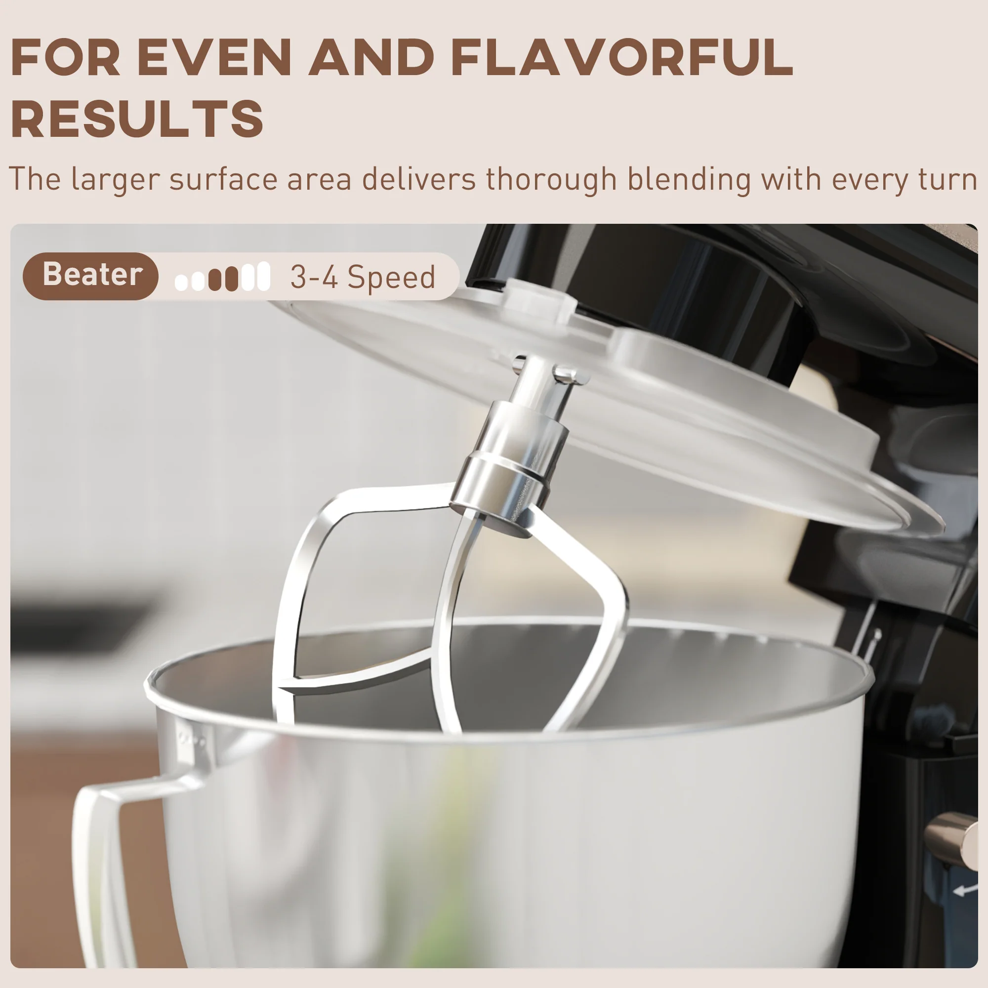 HOMCOM Electric Stand Mixer, 4.5L Food Mixer With Dough Hook, Whisk - Image 6