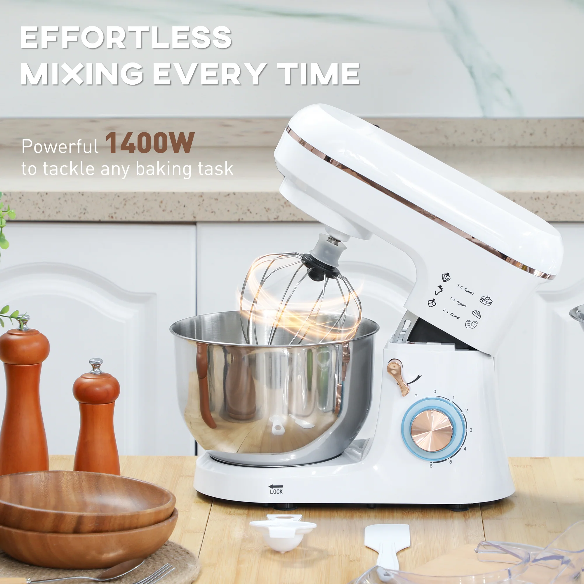 HOMCOM Electric Stand Mixer, 5L Food Mixer With Dough Hook, Whisk - Image 6