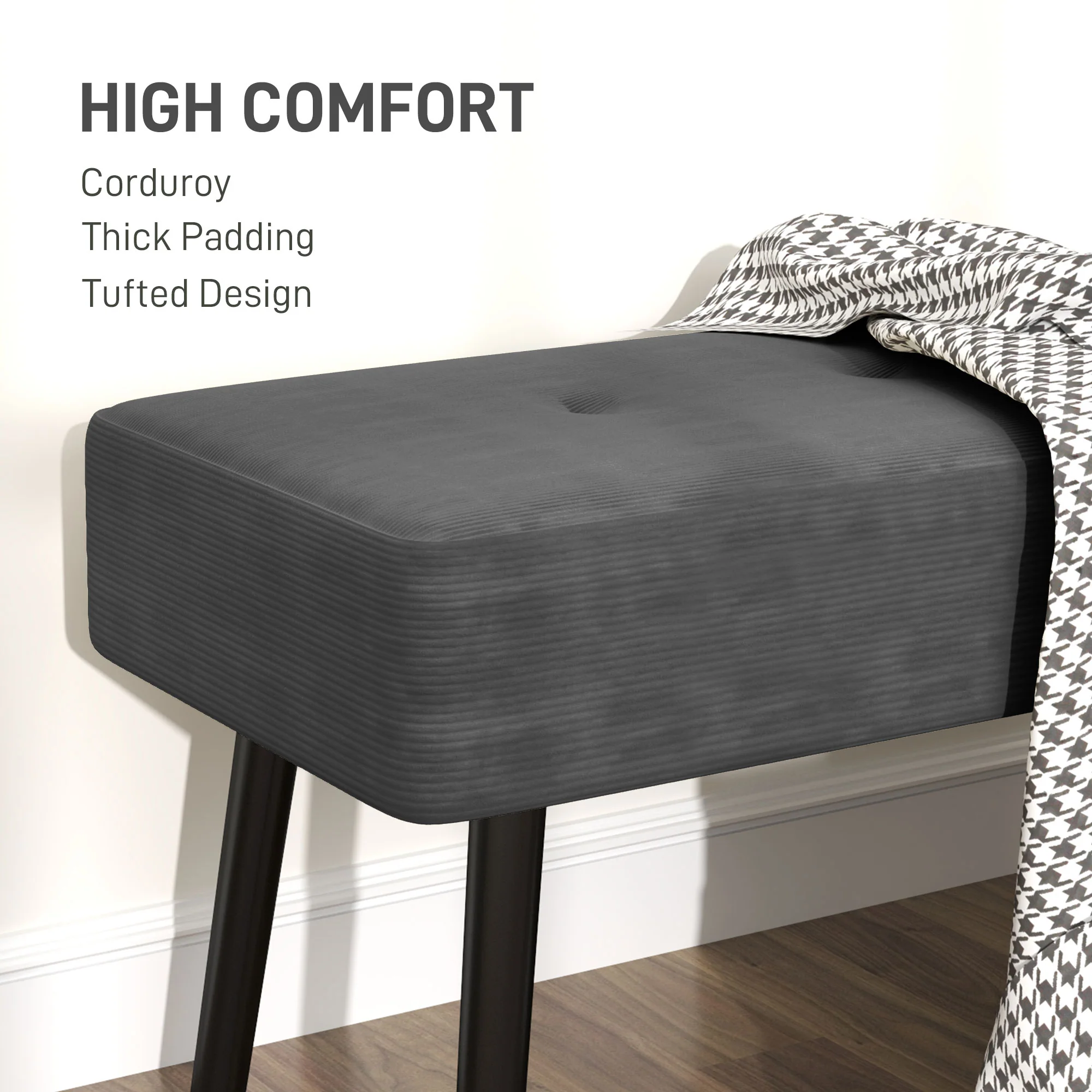 HOMCOM End of Bed Bench with Thick Padding and Steel Legs for Entryway - Image 21