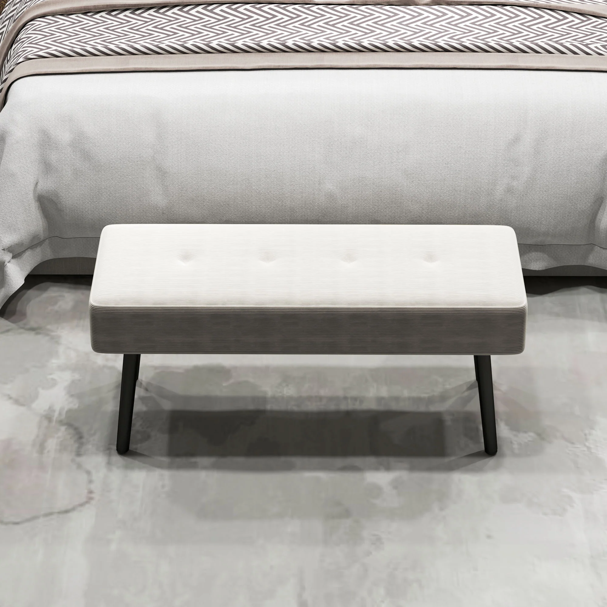 HOMCOM End of Bed Bench with Thick Padding and Steel Legs for Entryway - Image 8