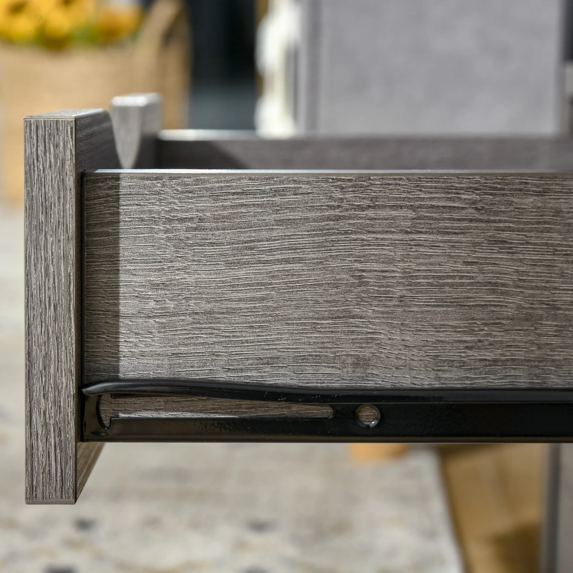 HOMCOM End Table Bedside Desk Slim Storage Cabinet With Shelf Grey - Image 7