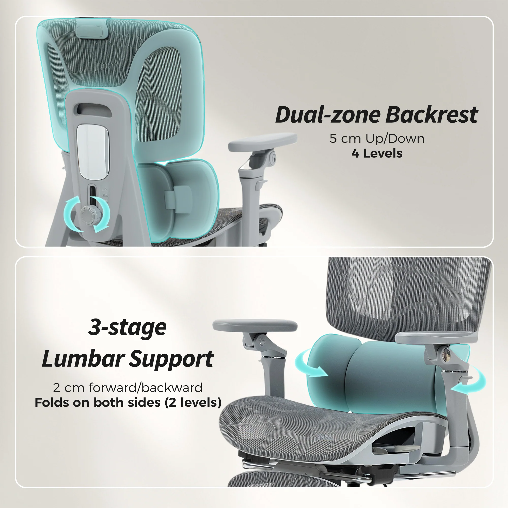 HOMCOM Ergonomic Office Chair, Mesh Desk Chair With Lumbar Support, Footrest - Image 4