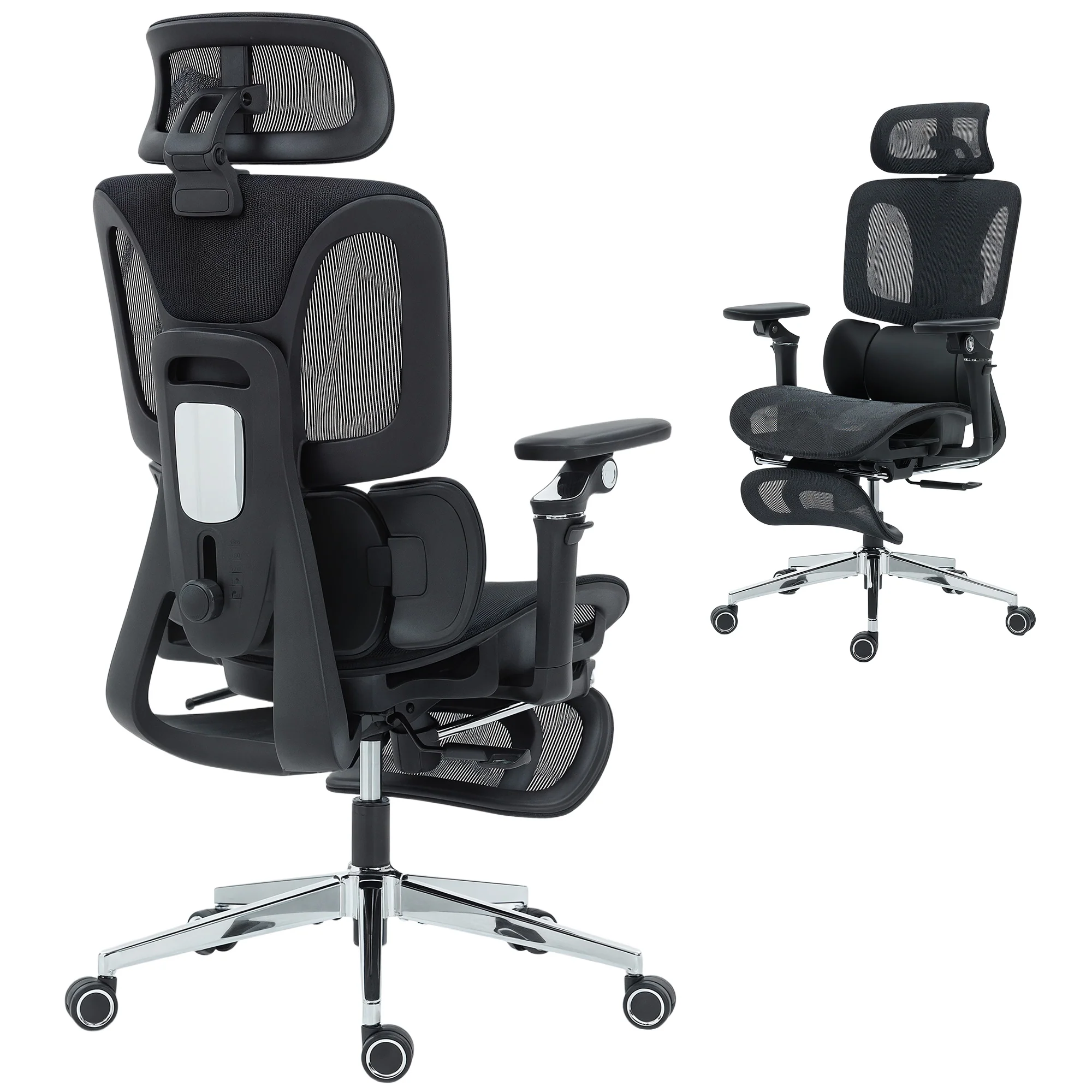 HOMCOM Ergonomic Office Chair, Mesh Desk Chair With Lumbar Support, Footrest