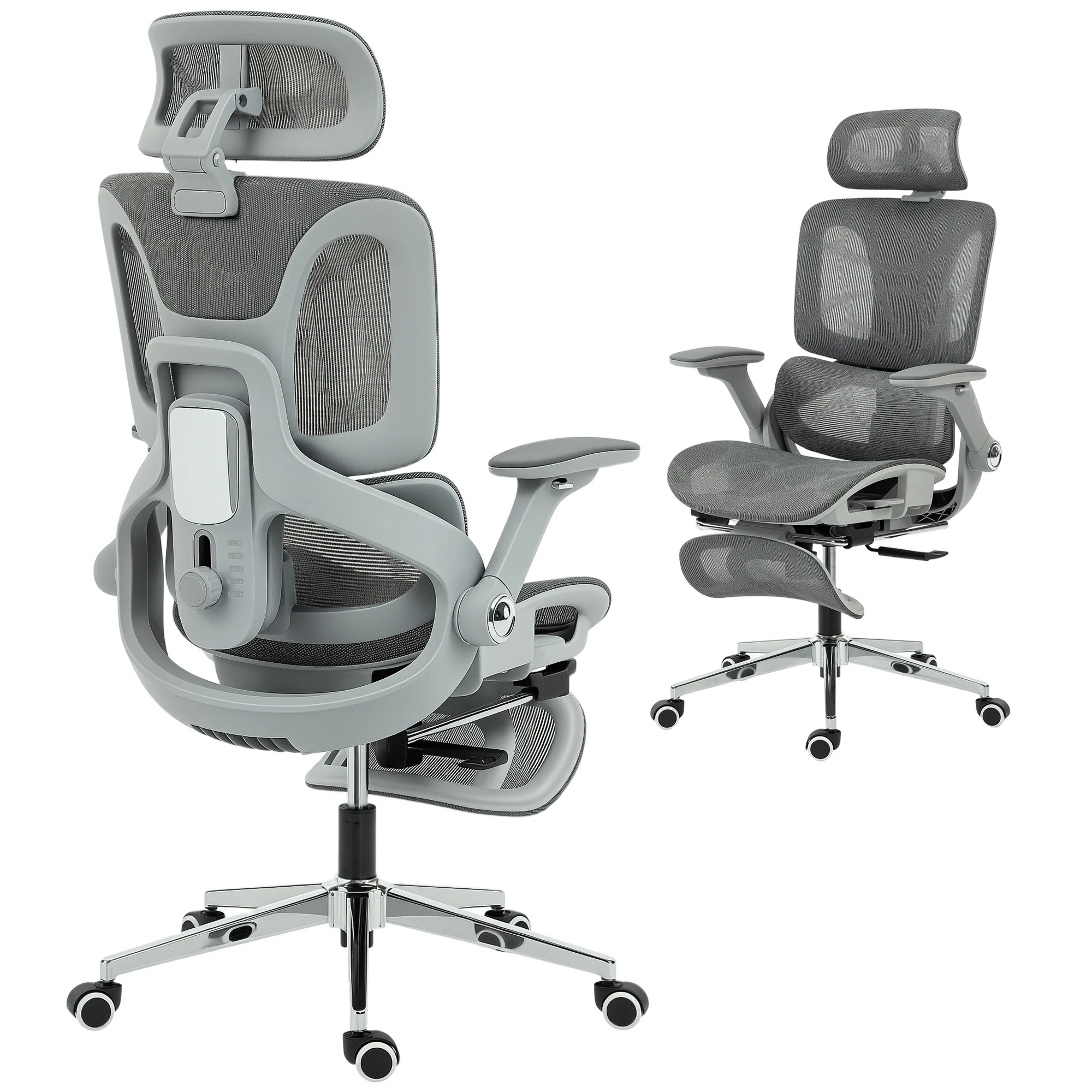 HOMCOM Ergonomic Office Chair, Mesh Desk Chair With Lumbar Support, Footrest