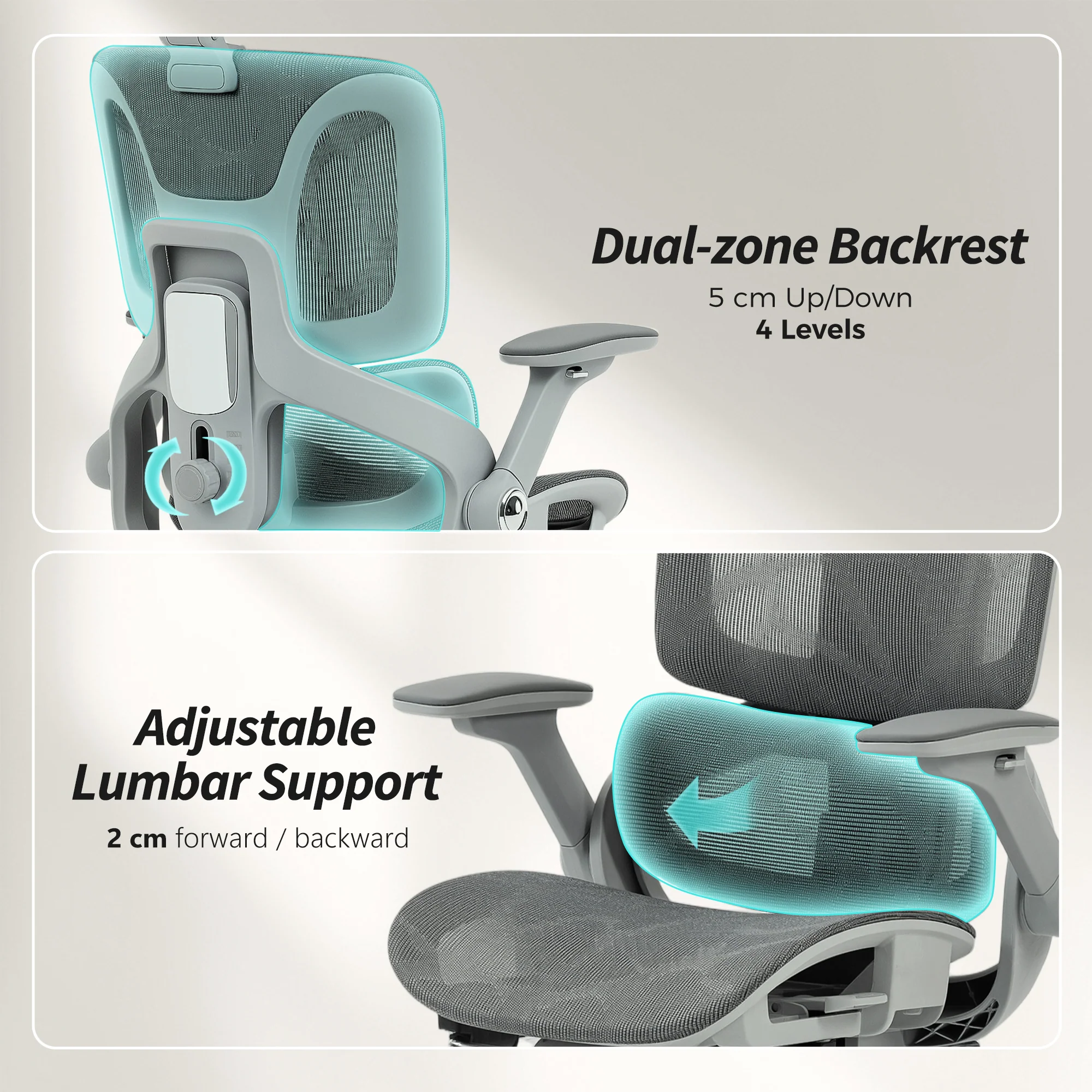 HOMCOM Ergonomic Office Chair, Mesh Desk Chair With Lumbar Support, Footrest - Image 4