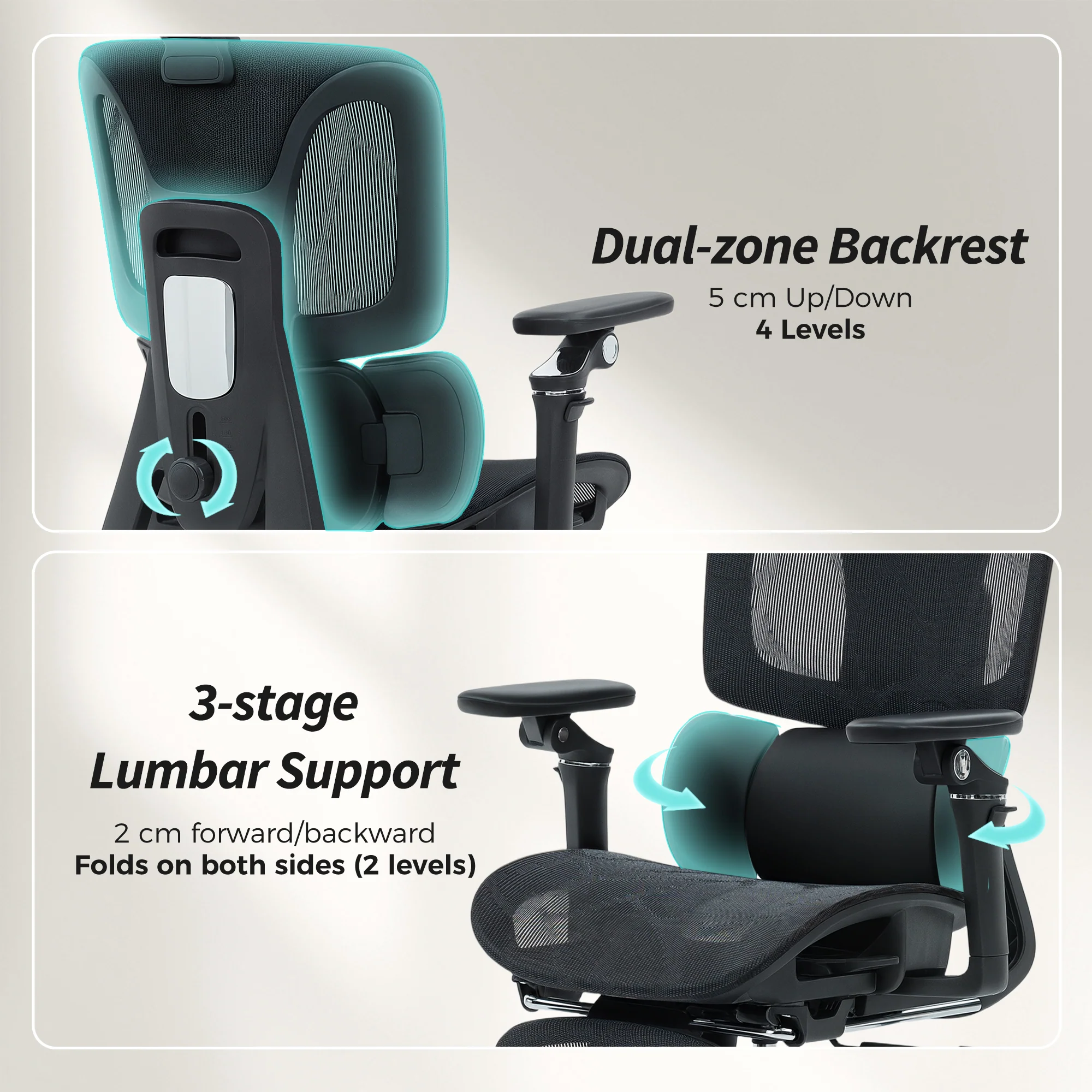 HOMCOM Ergonomic Office Chair, Mesh Desk Chair With Lumbar Support, Footrest - Image 4