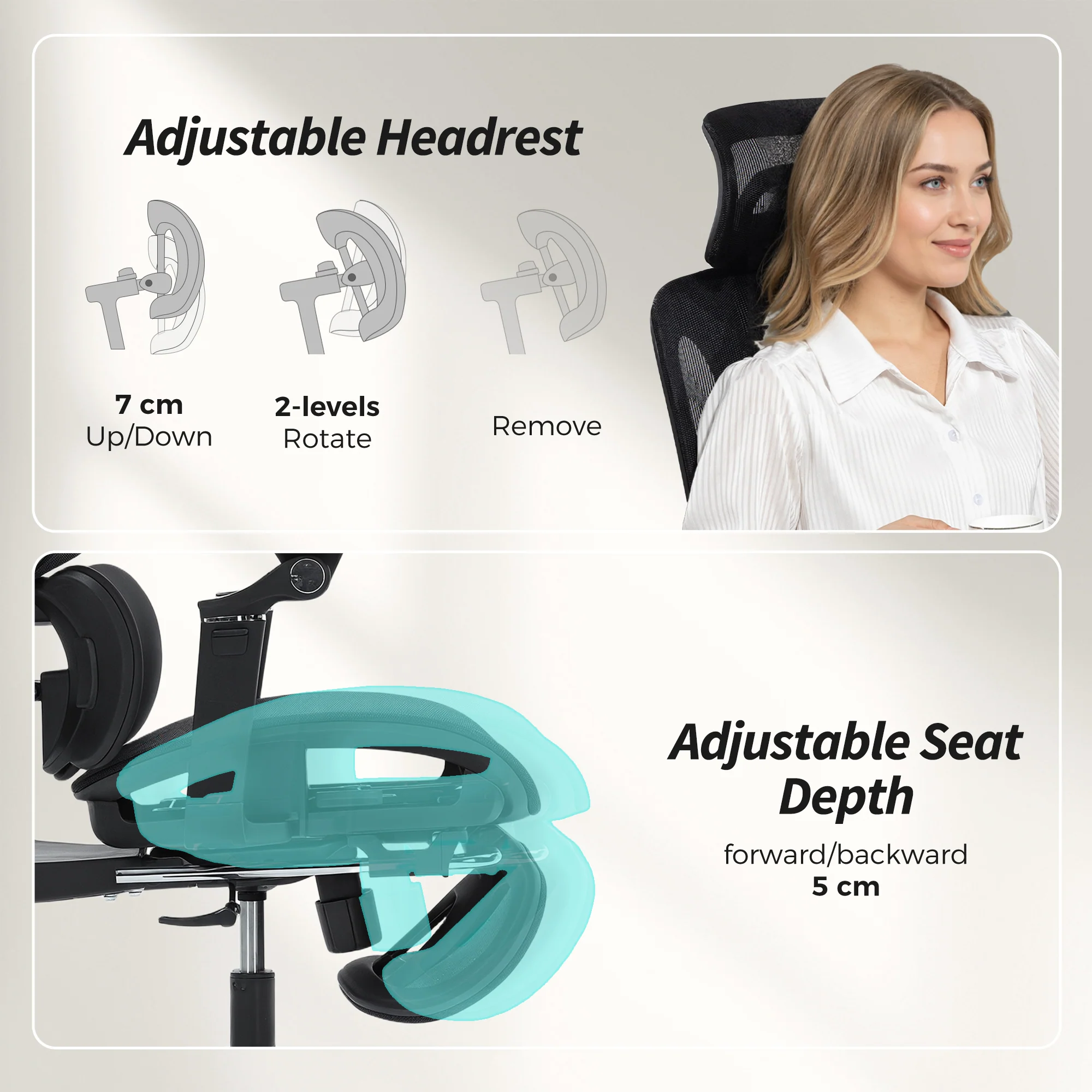 HOMCOM Ergonomic Office Chair, Mesh Desk Chair With Lumbar Support, Footrest - Image 6