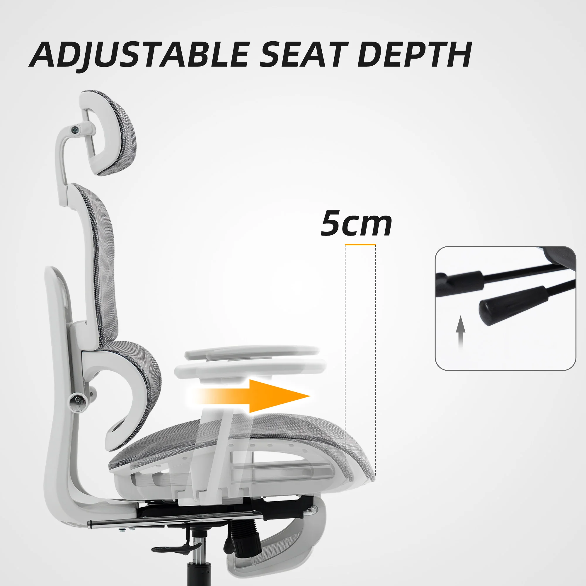 HOMCOM Ergonomic Office Chair Swivel Computer Chair With 3D Armrest Grey - Image 4