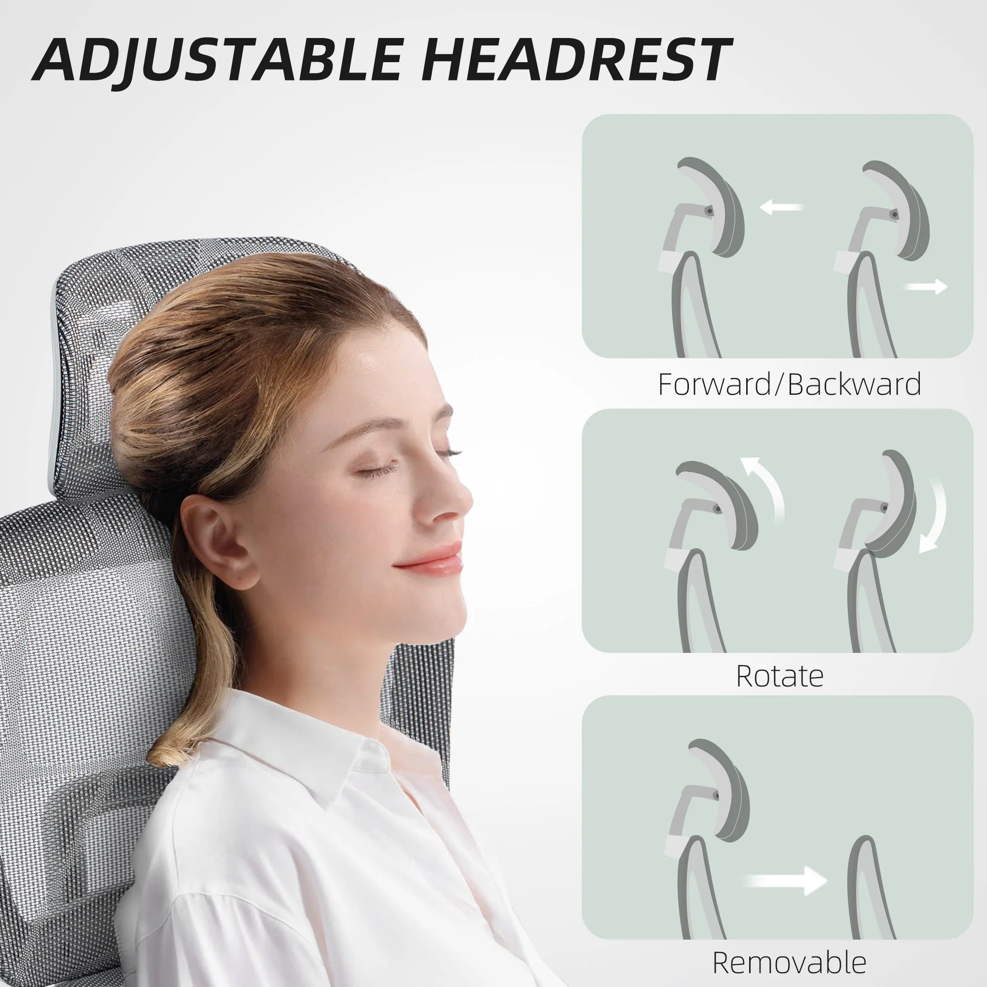 HOMCOM Ergonomic Office Chair Swivel Computer Chair With 3D Armrest Grey - Image 9