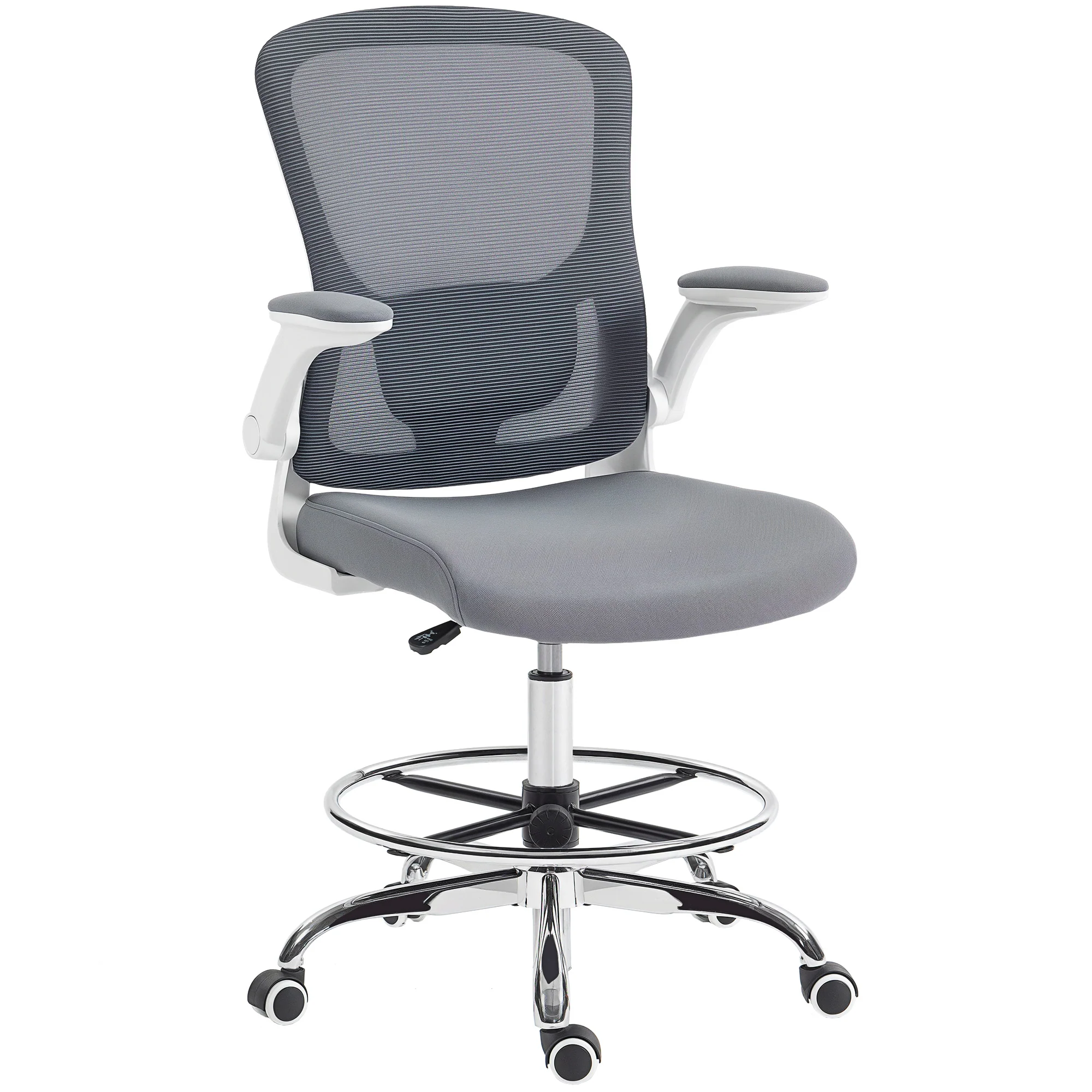 HOMCOM Ergonomic Tall Office Chair, 360 Degree Swivel Task Stool
