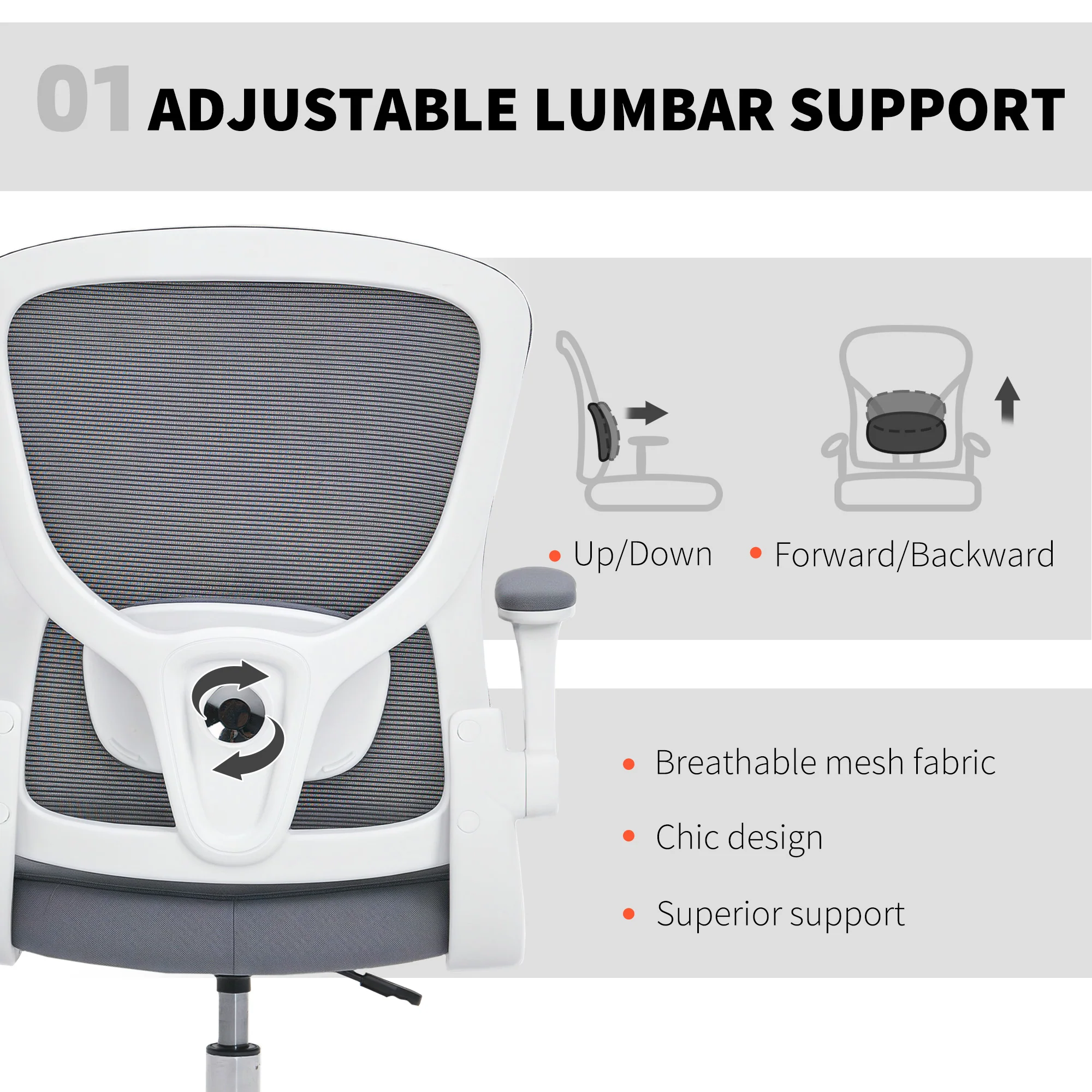 HOMCOM Ergonomic Tall Office Chair, 360 Degree Swivel Task Stool - Image 3