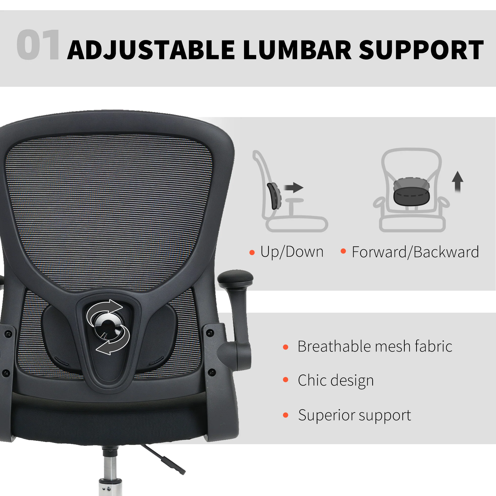 HOMCOM Ergonomic Tall Office Chair, 360 Degree Swivel Task Stool, Black - Image 3
