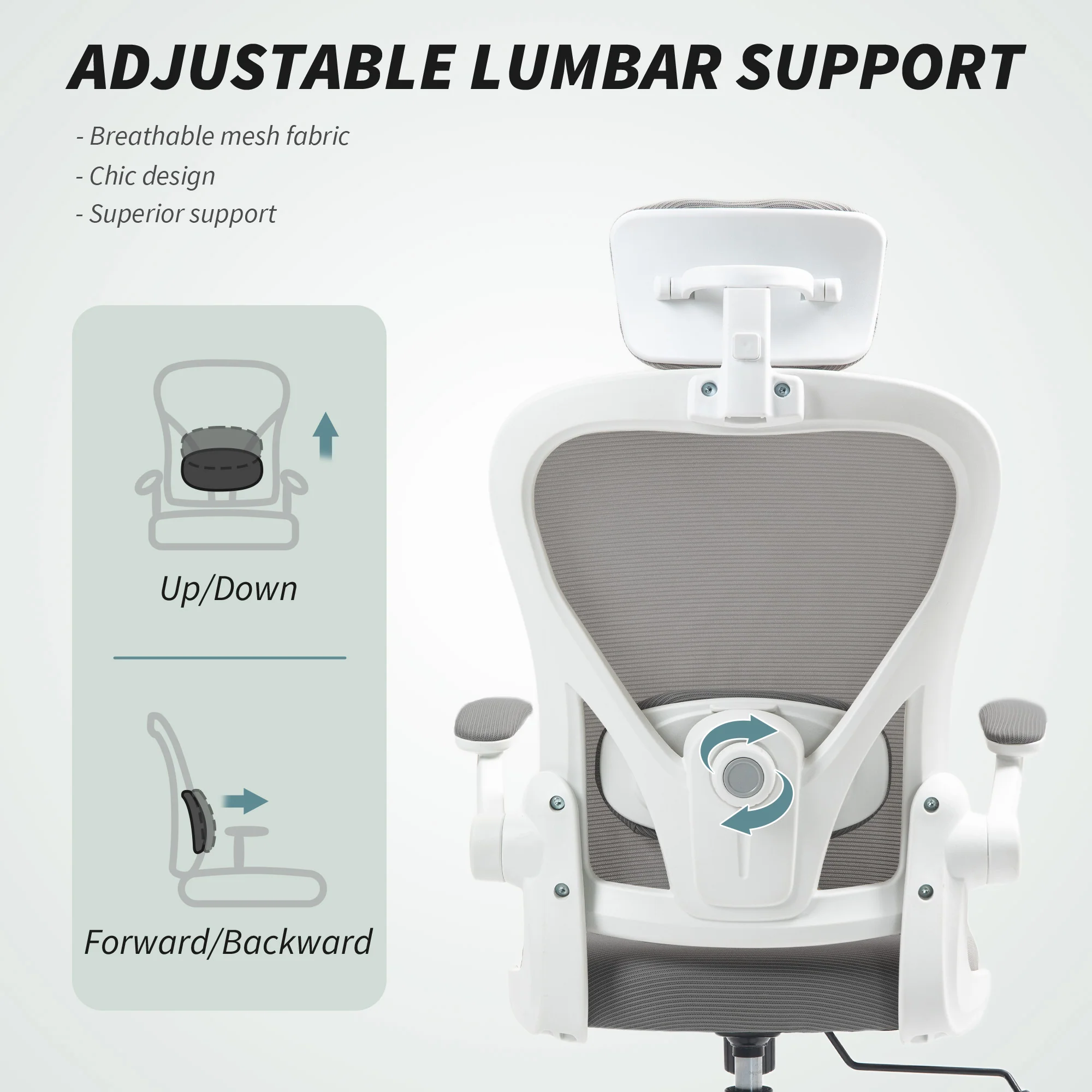 HOMCOM Executive Mesh Office Chair with Headrest, Lumbar Support - Image 13