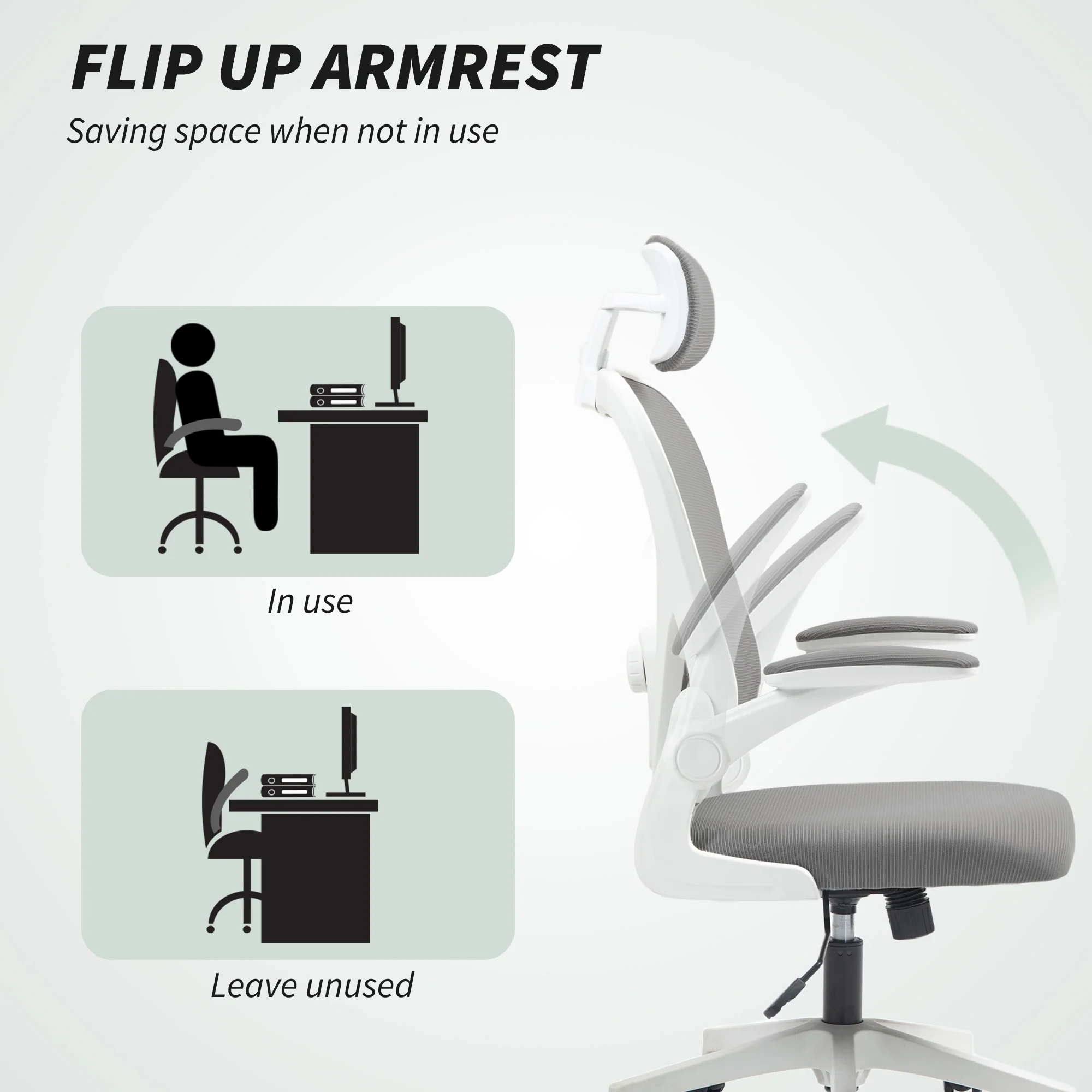 HOMCOM Executive Mesh Office Chair with Headrest, Lumbar Support - Image 16