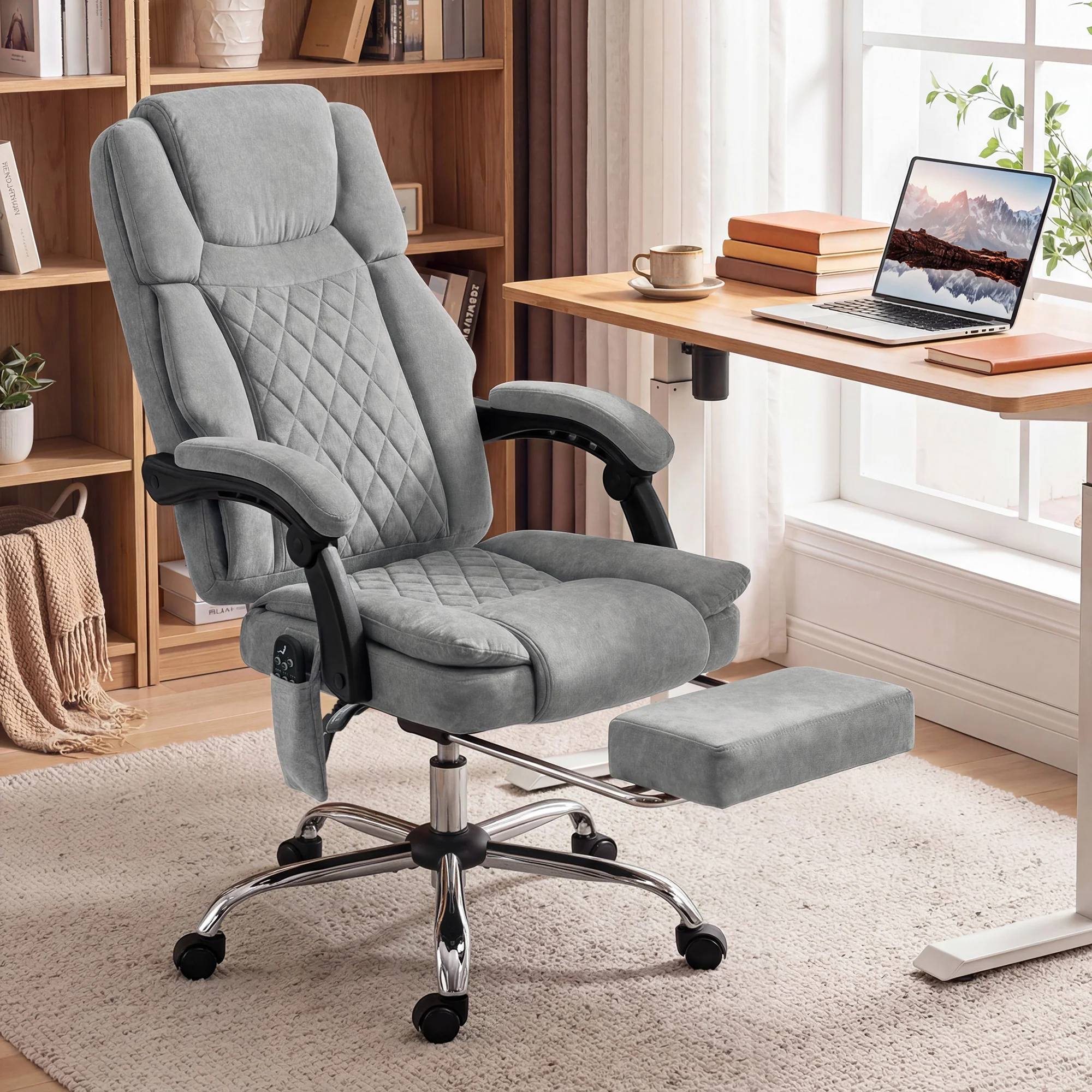 HOMCOM Executive Office Chair, Desk Chair With Massage And Heat, Grey - Image 2