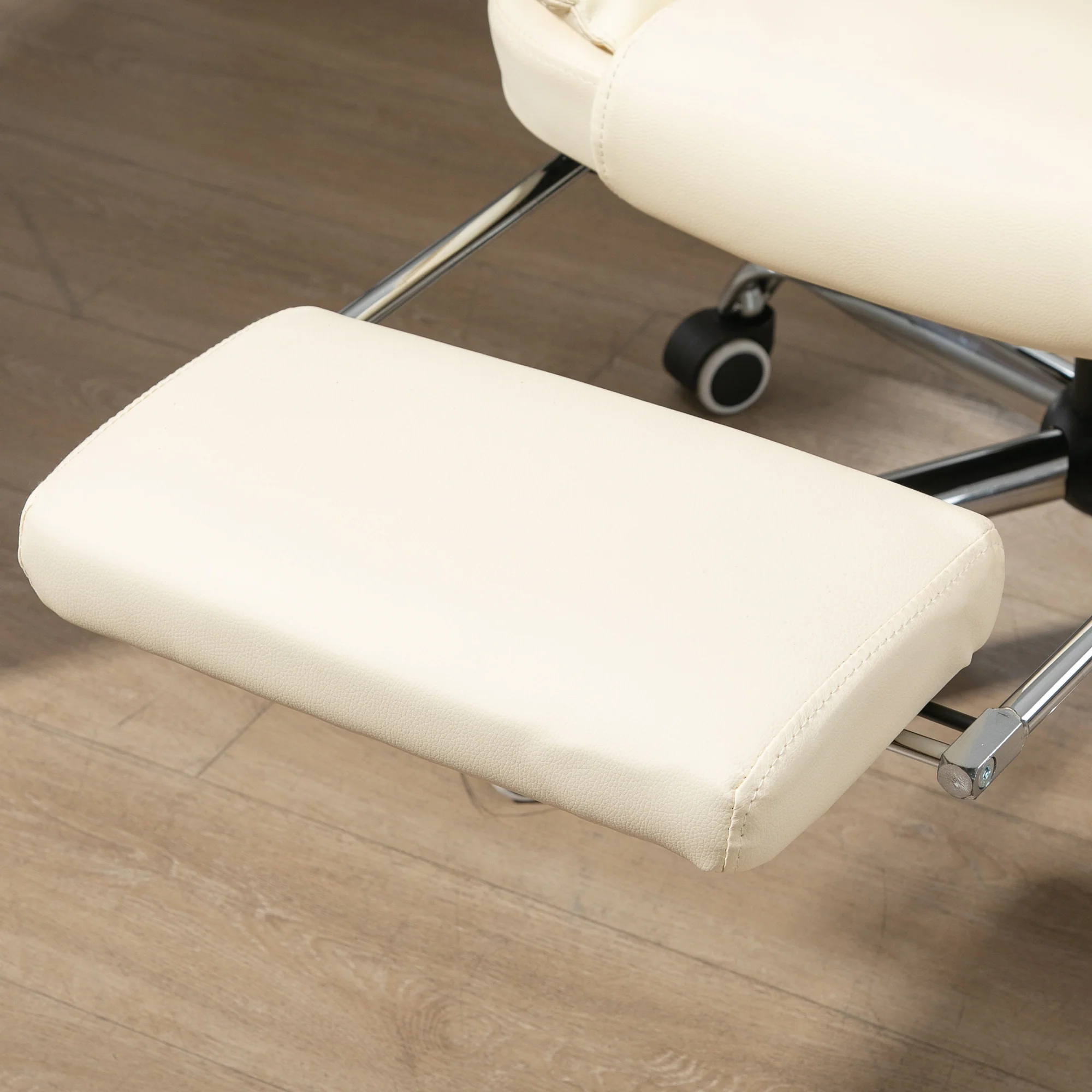 HOMCOM Executive Office Chair, Recliner Computer Chair with Footrest, Cream - Image 9