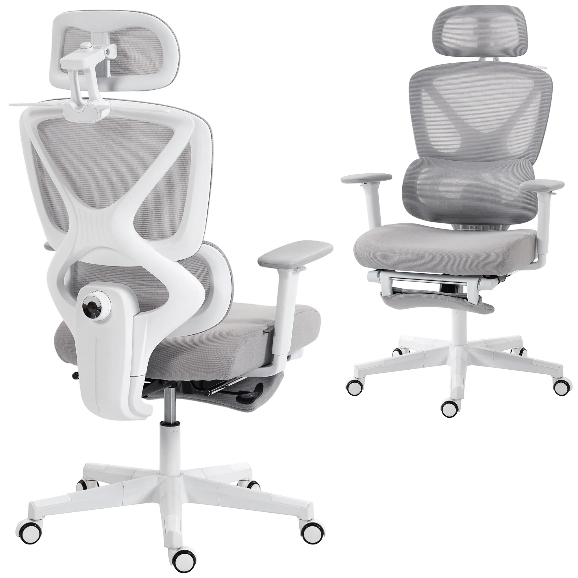 HOMCOM Executive Office Chair, Recliner Computer Chair With Footrest, Grey