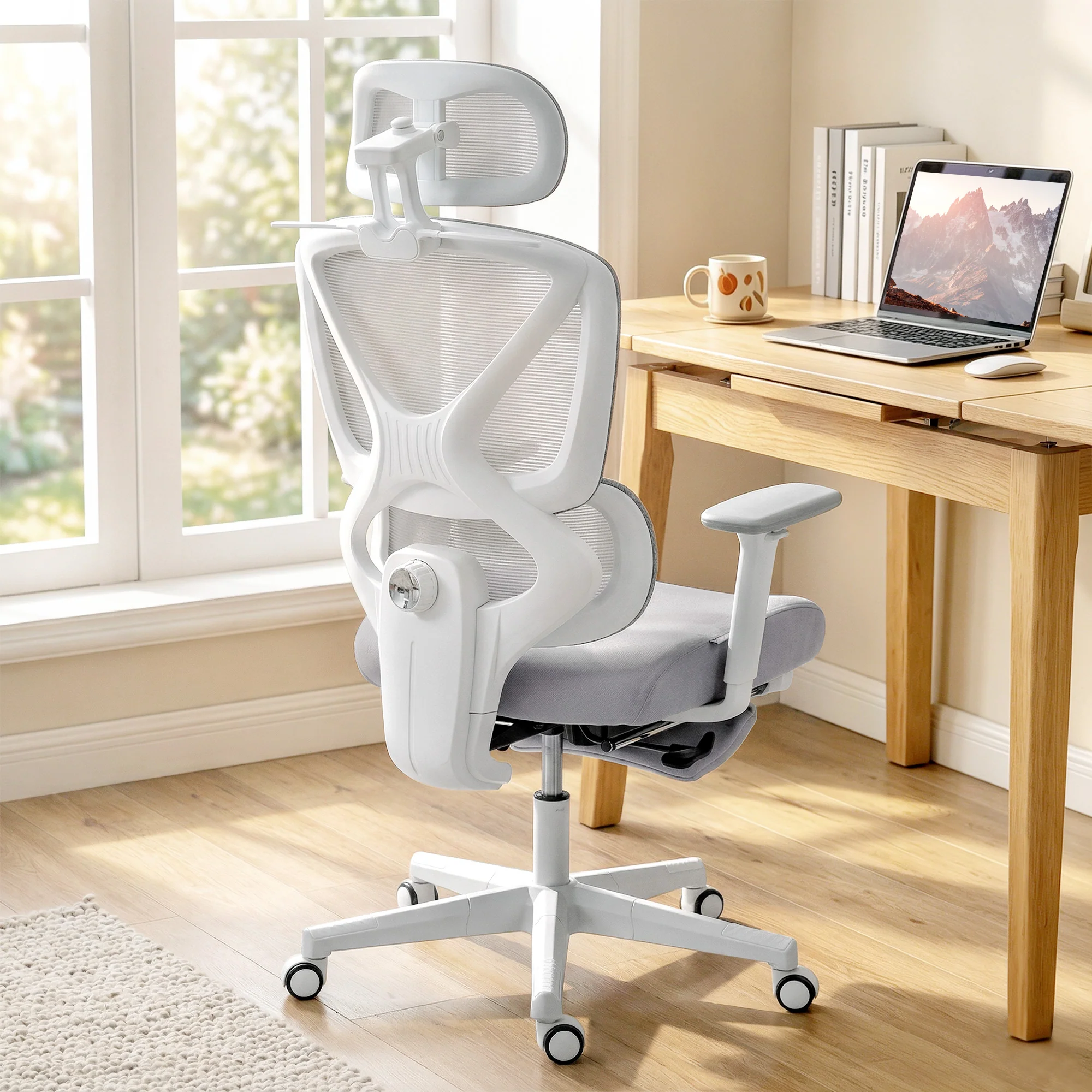 HOMCOM Executive Office Chair, Recliner Computer Chair With Footrest, Grey - Image 2