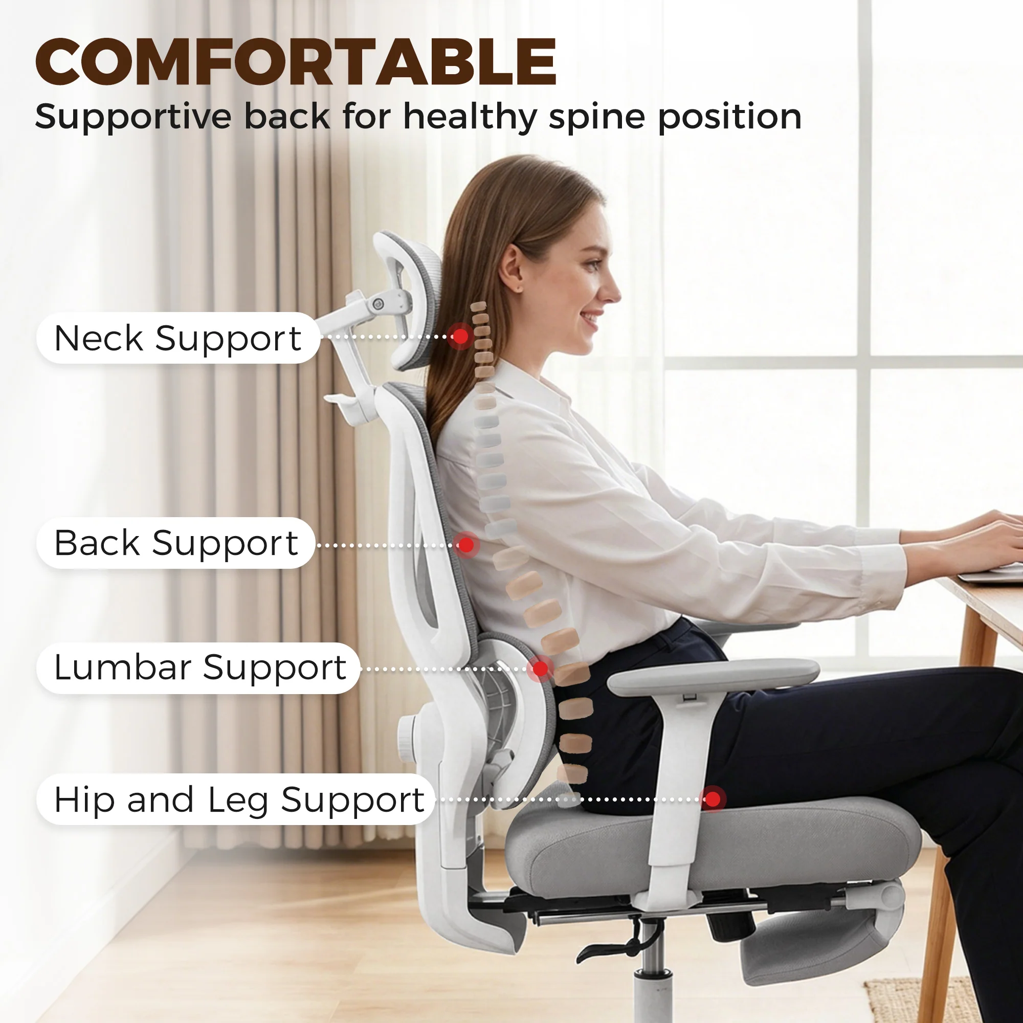 HOMCOM Executive Office Chair, Recliner Computer Chair With Footrest, Grey - Image 3