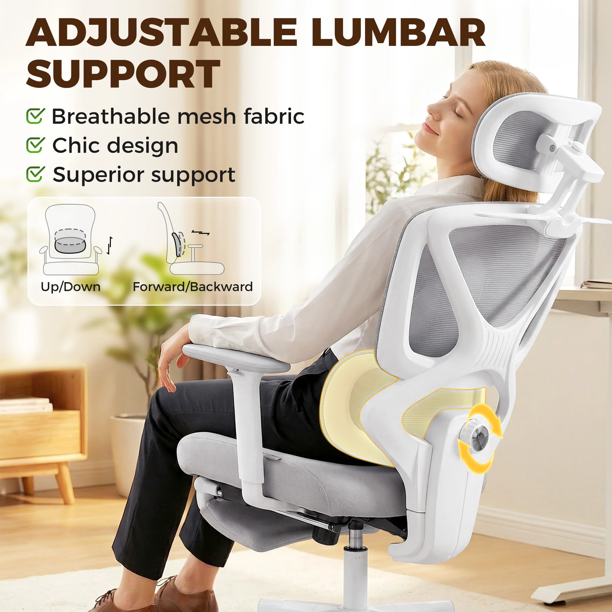 HOMCOM Executive Office Chair, Recliner Computer Chair With Footrest, Grey - Image 4