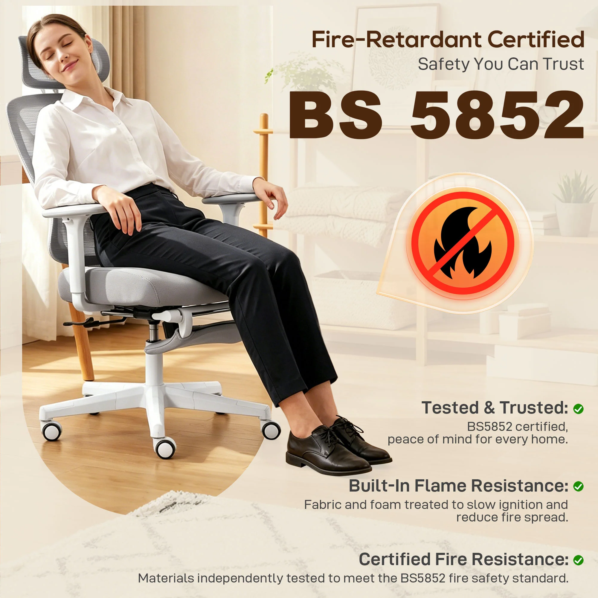 HOMCOM Executive Office Chair, Recliner Computer Chair With Footrest, Grey - Image 9