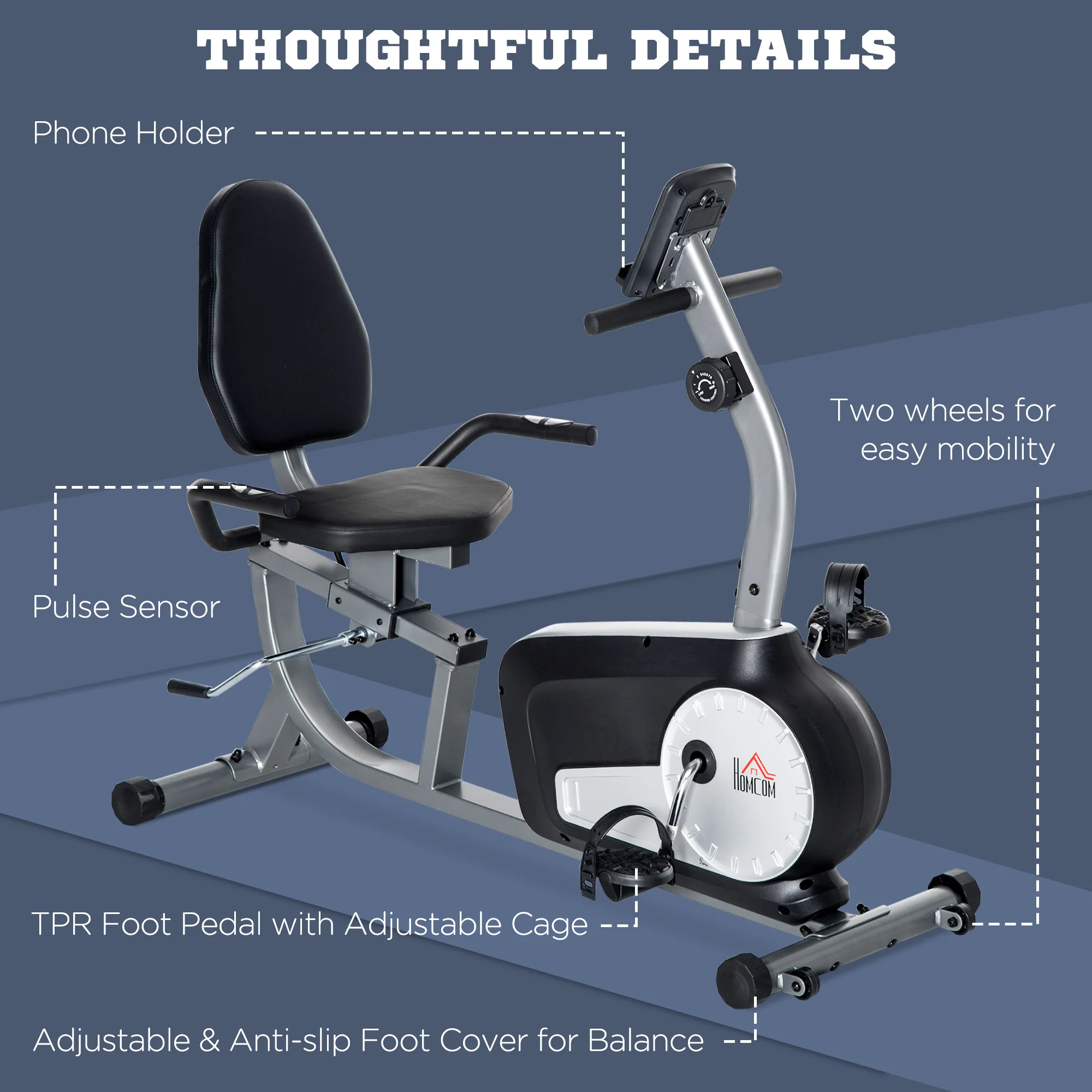 HOMCOM Exercise Bike With LCD Display, Quiet 8-Level Magnetic Resistance - Image 7