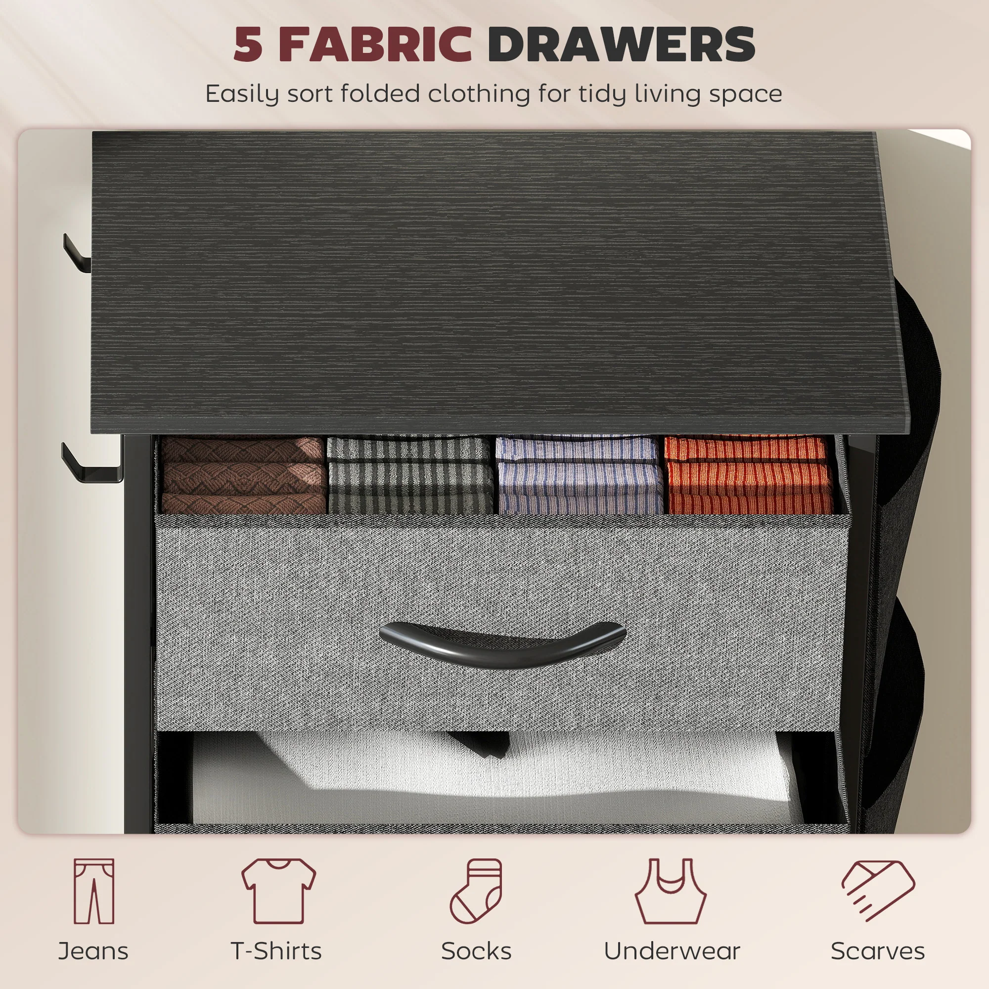HOMCOM Fabric Chest Of Drawers, 4 Drawer Dresser For Bedroom - Image 12