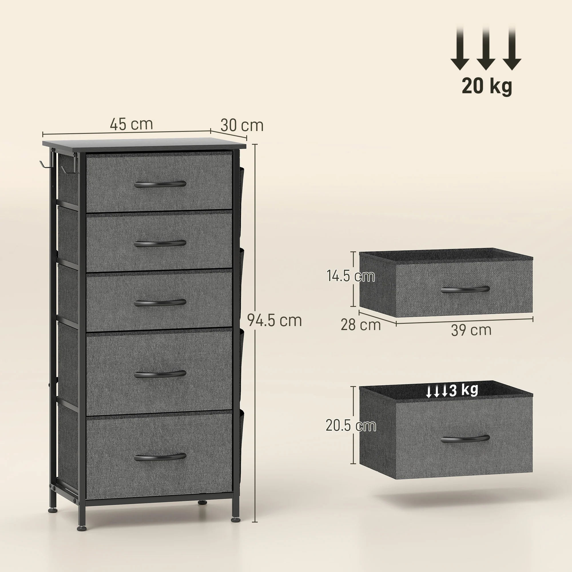 HOMCOM Fabric Chest Of Drawers, 4 Drawer Dresser For Bedroom - Image 14