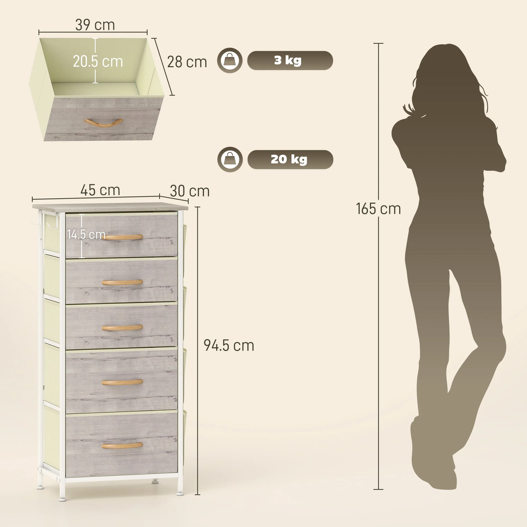 HOMCOM Fabric Chest Of Drawers, 4 Drawer Dresser For Bedroom - Image 23