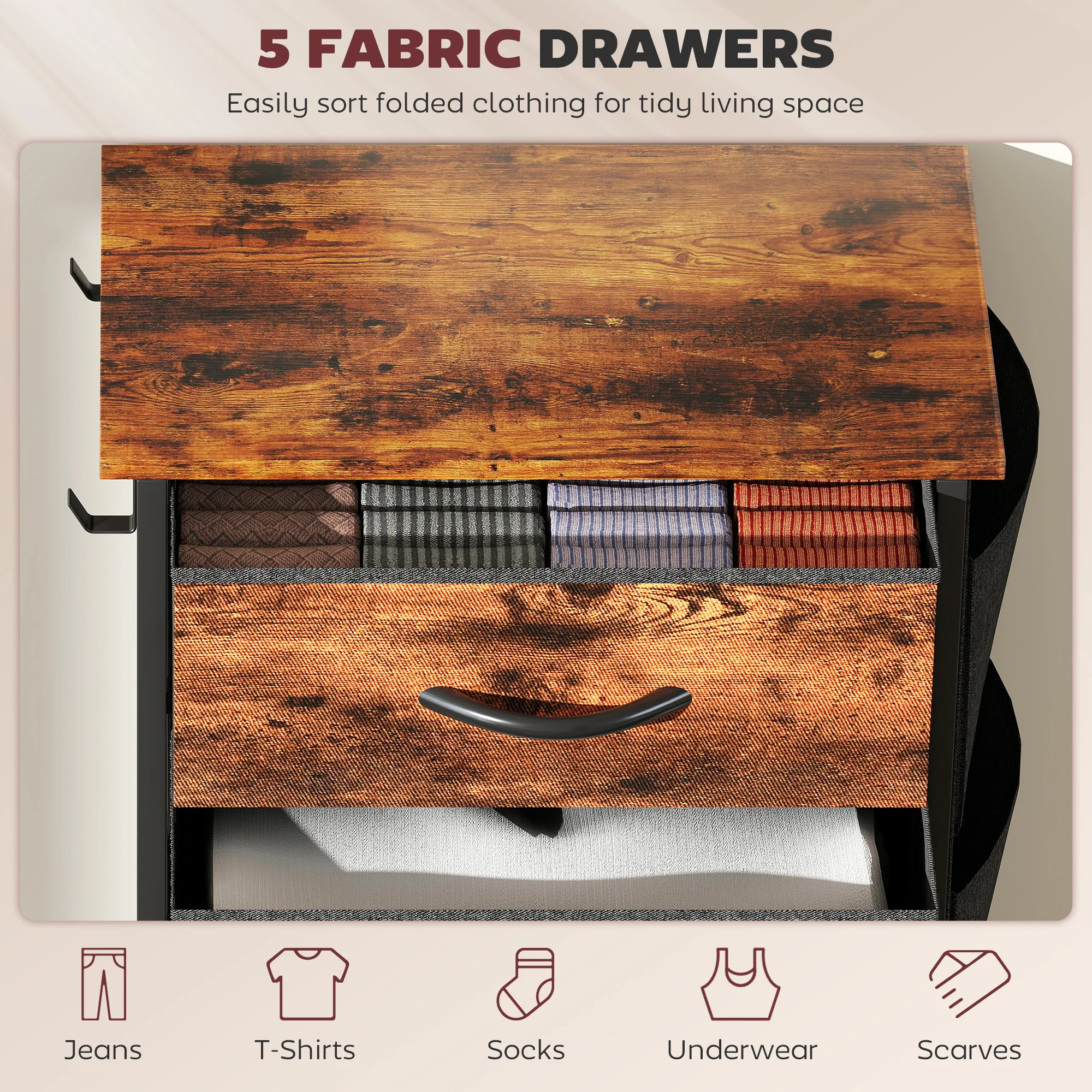 HOMCOM Fabric Chest Of Drawers, 4 Drawer Dresser For Bedroom - Image 30