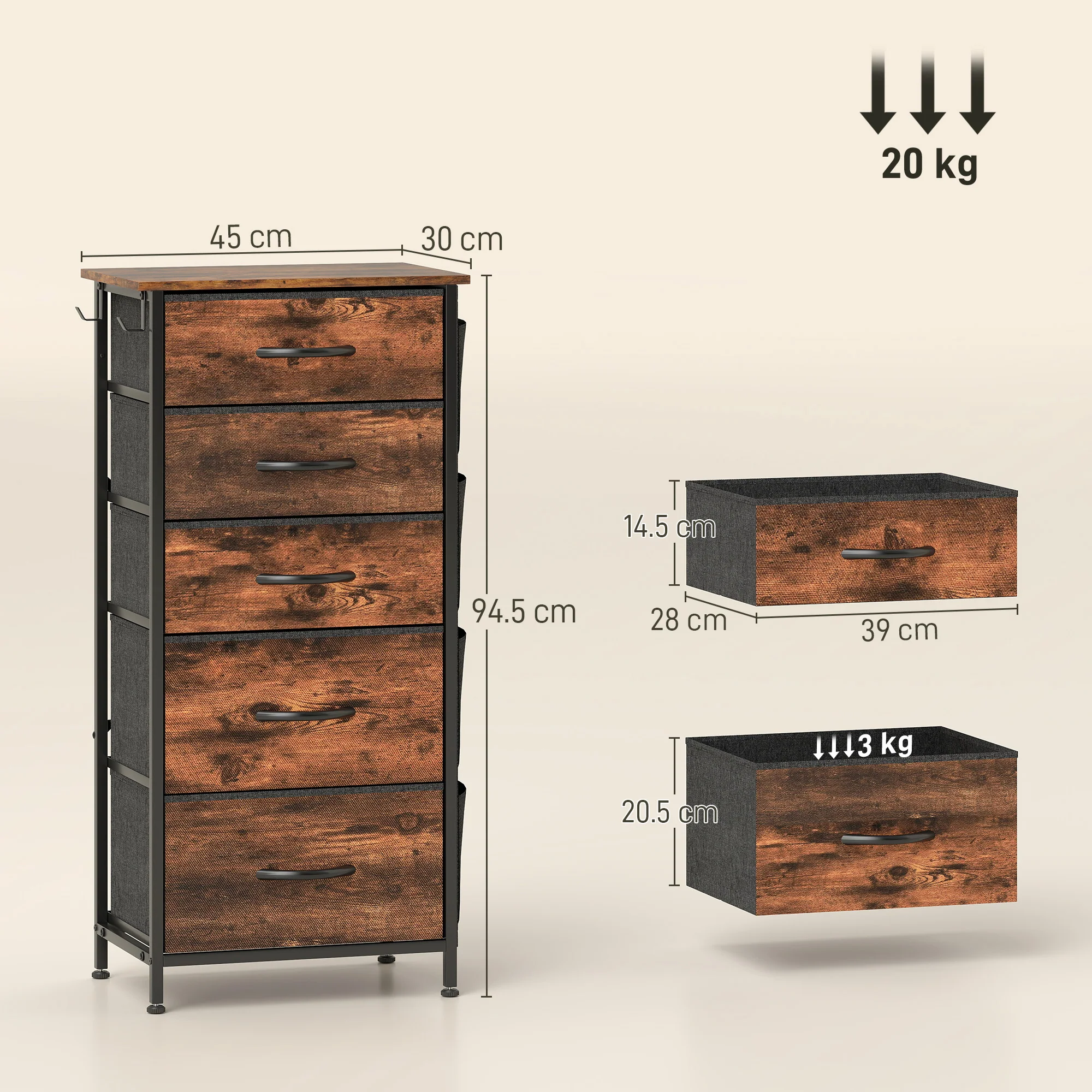 HOMCOM Fabric Chest Of Drawers, 4 Drawer Dresser For Bedroom - Image 32
