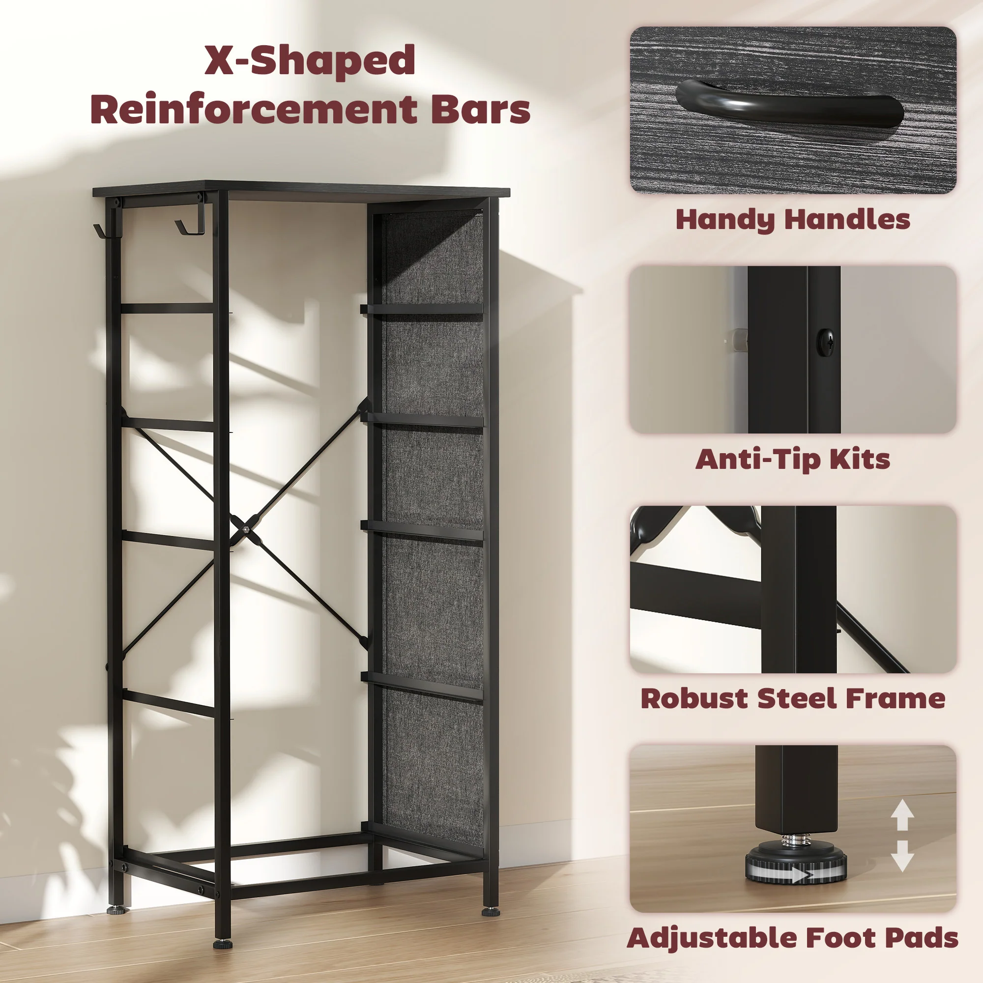 HOMCOM Fabric Chest Of Drawers, 4 Drawer Dresser For Bedroom - Image 7