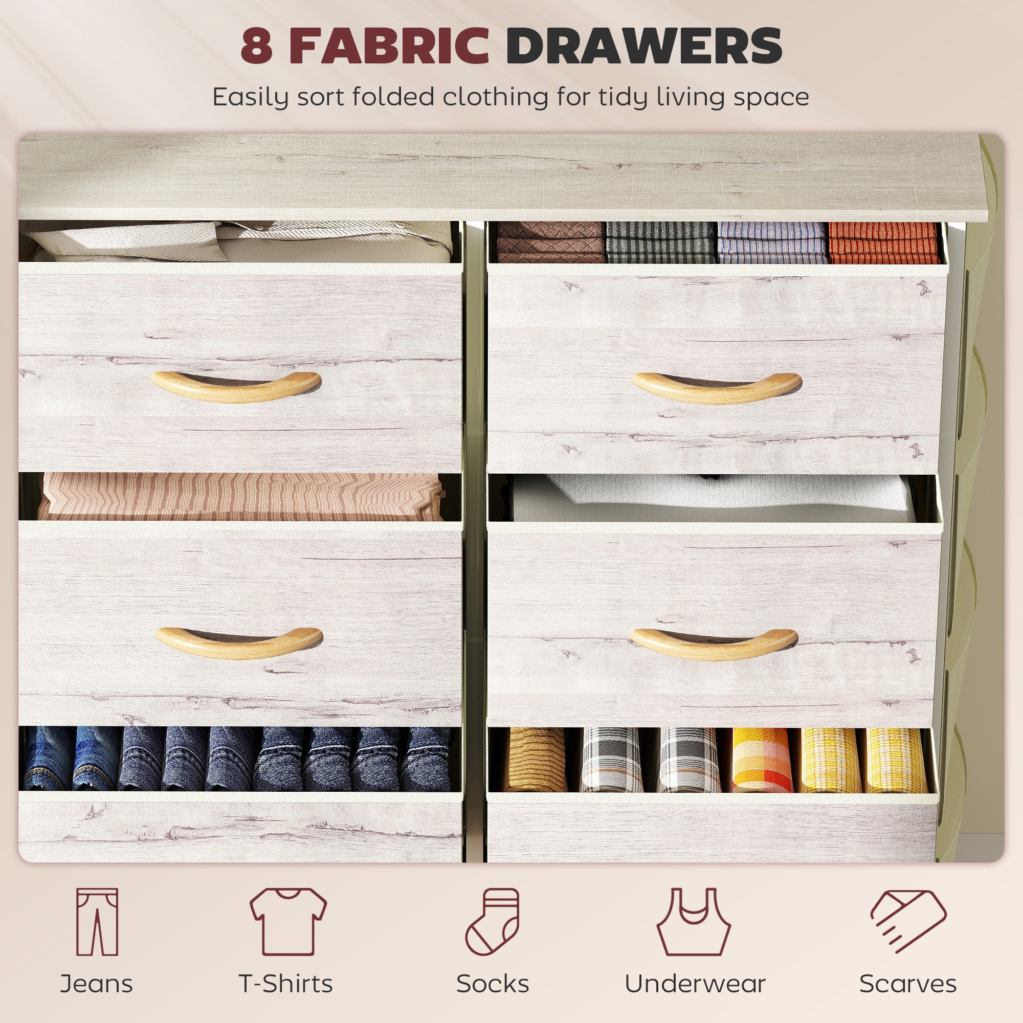 HOMCOM Fabric Chest Of Drawers, 8 Drawer Dresser For Bedroom - Image 21