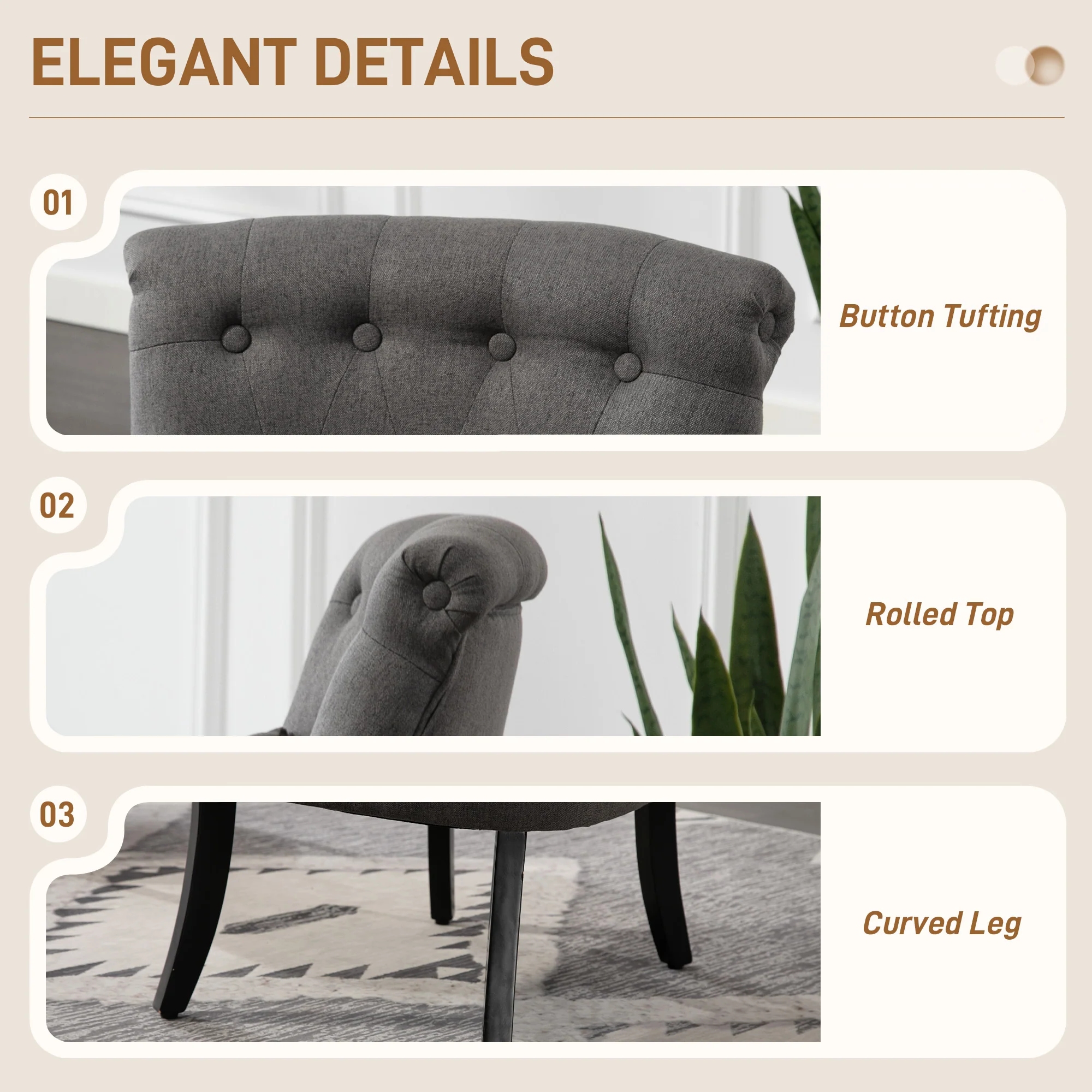HOMCOM Fabric Single Sofa Upholstered With Pillow Wood Leg Charcoal Grey - Image 4