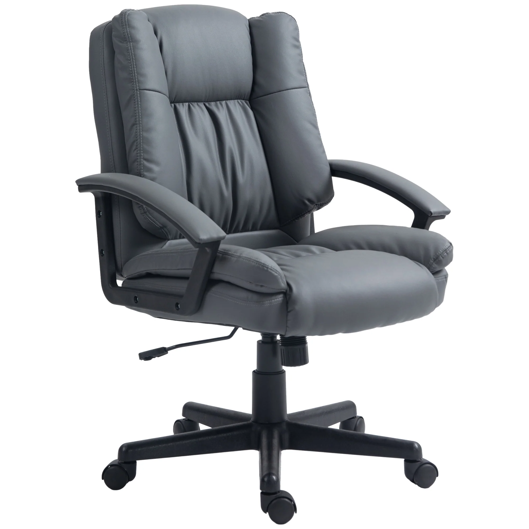 HOMCOM Faux Leather Home Office Chair Mid Back Desk Chair With Arms - Dark Grey/Light Grey - Image 10