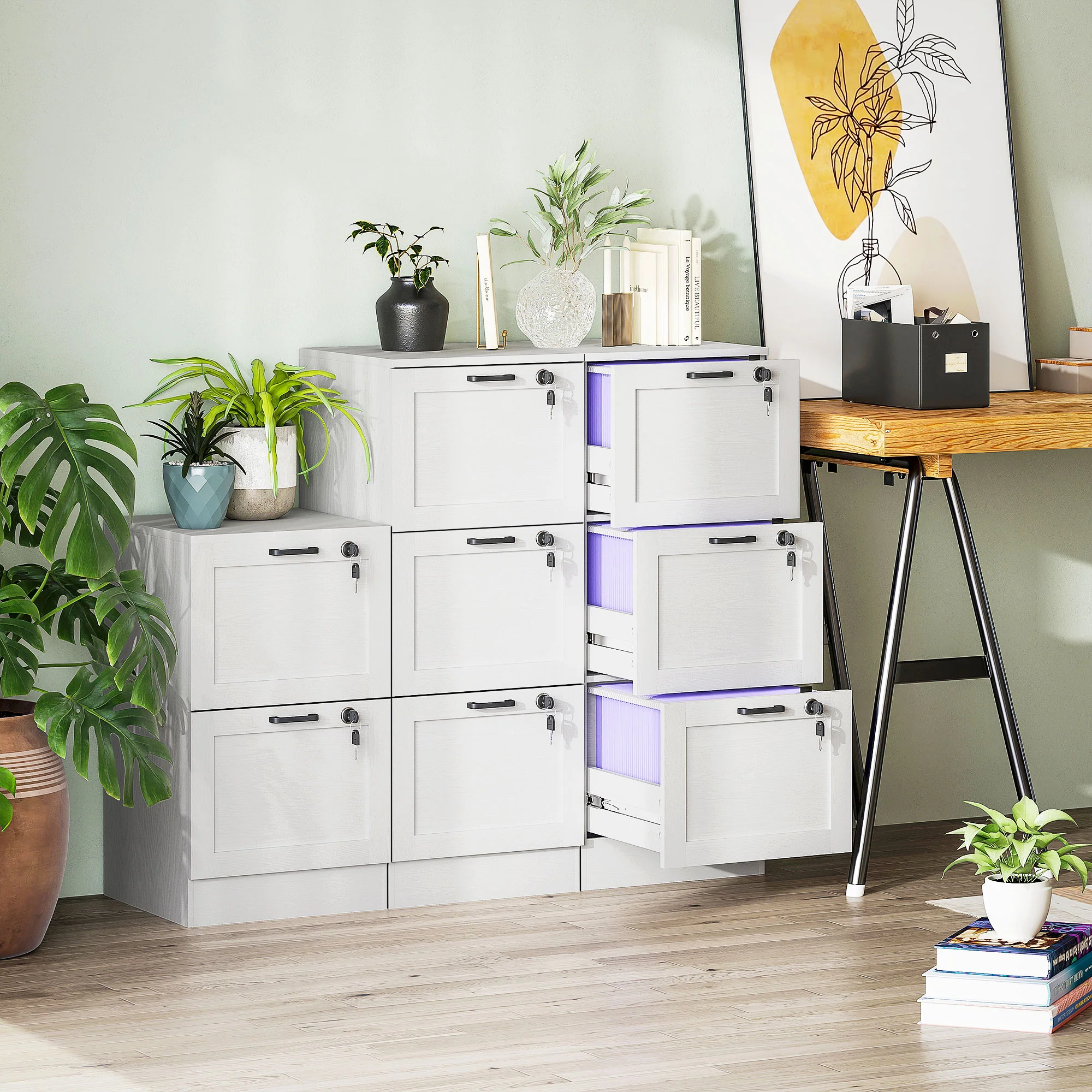 HOMCOM File Cabinet, Lockable Filing Cabinet For A4 Letter, White - Image 11
